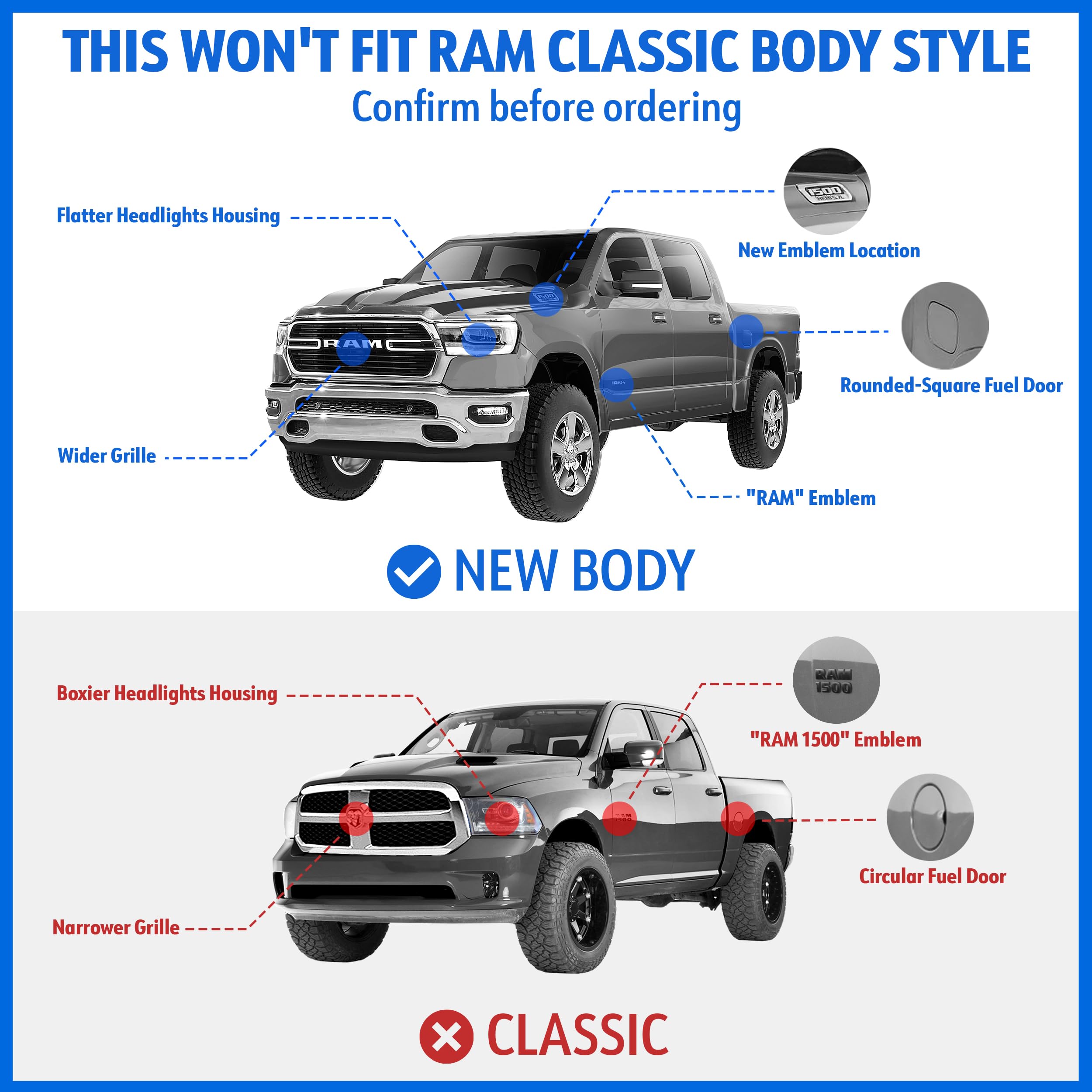 Tyger Auto Trax Nerf Bars Crew Cab Compatible with 2019-2026 Ram 1500 (Not Fit 19-24 Classic) | TG-NB7D20608 | Drop Step Side Step Rail Running Board