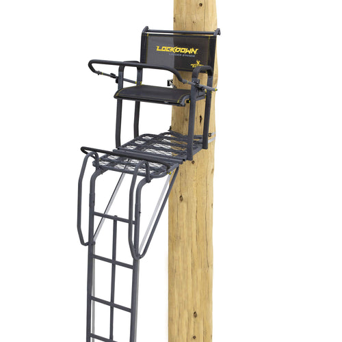 Lockdown™ 21' Wide, Towering 21' Height, Flip-Up TearTuff™ Mesh Seat, The Ultimate Shooting Rail™, Patent-Pending Ground-Level Ratcheting Technology™, LD200