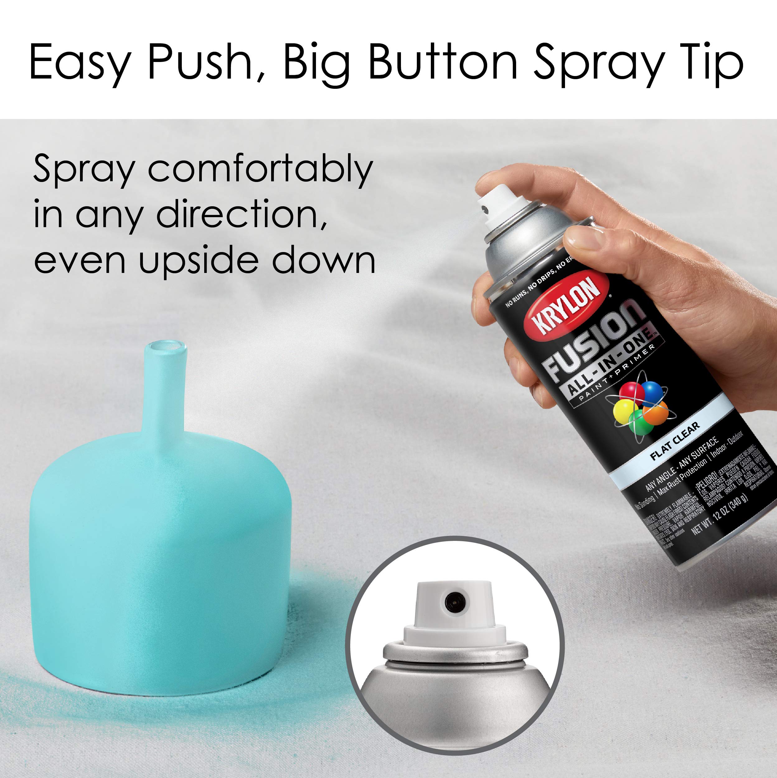 Krylon All-In-One Fusion Adhesive Spray Paint for Indoor/Outdoor Use, 12 oz, Clear