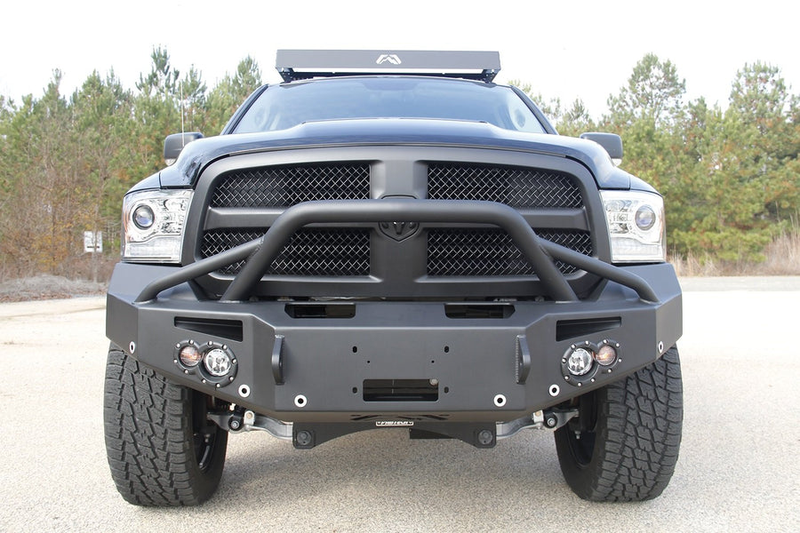 Fab Fours Premium Winch Front Bumper DR13-F2952-1 2 Stage Black Powder Coated w/Pre-Runner Grill Guard w/Sensors