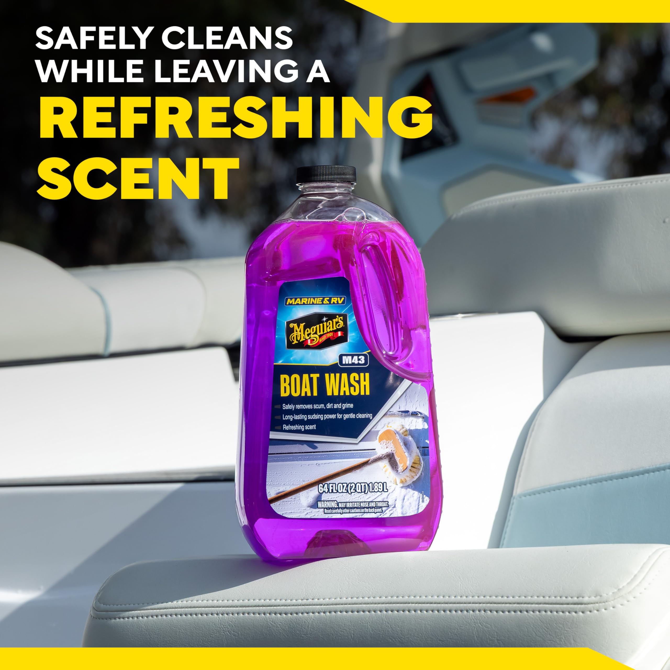 M43 Meguiar's Marine/RV Boat Wash, pH-Balanced Boat/RV Wash for Protecting Fiberglass and Gel Coat, Streak-Free Shine that Keeps Surfaces Clean and Protected, 64 Oz