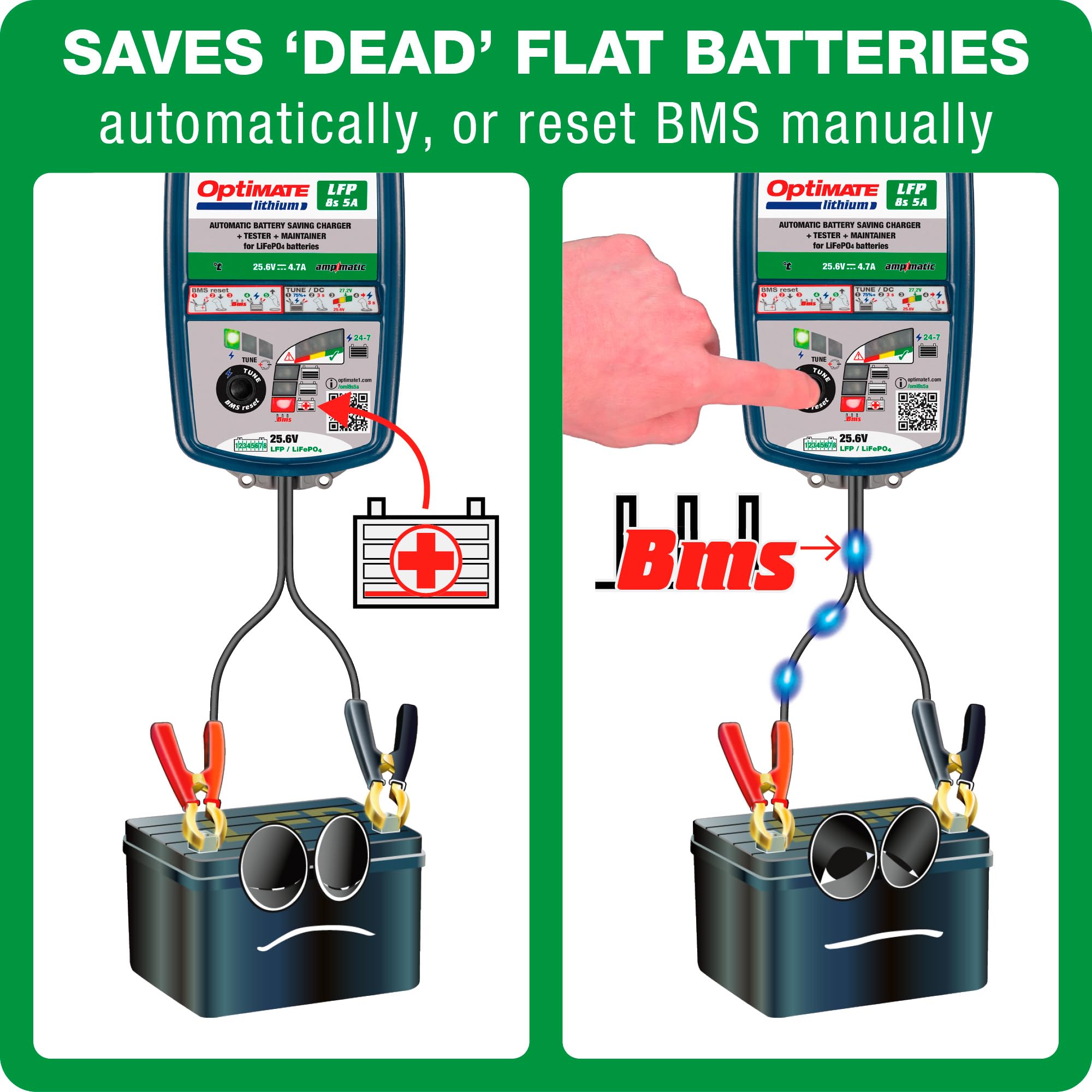 Optimate 5A Lithium 8s 10-Step 25.6V/26.4V High Performance Battery Saving Charger & Maintainer