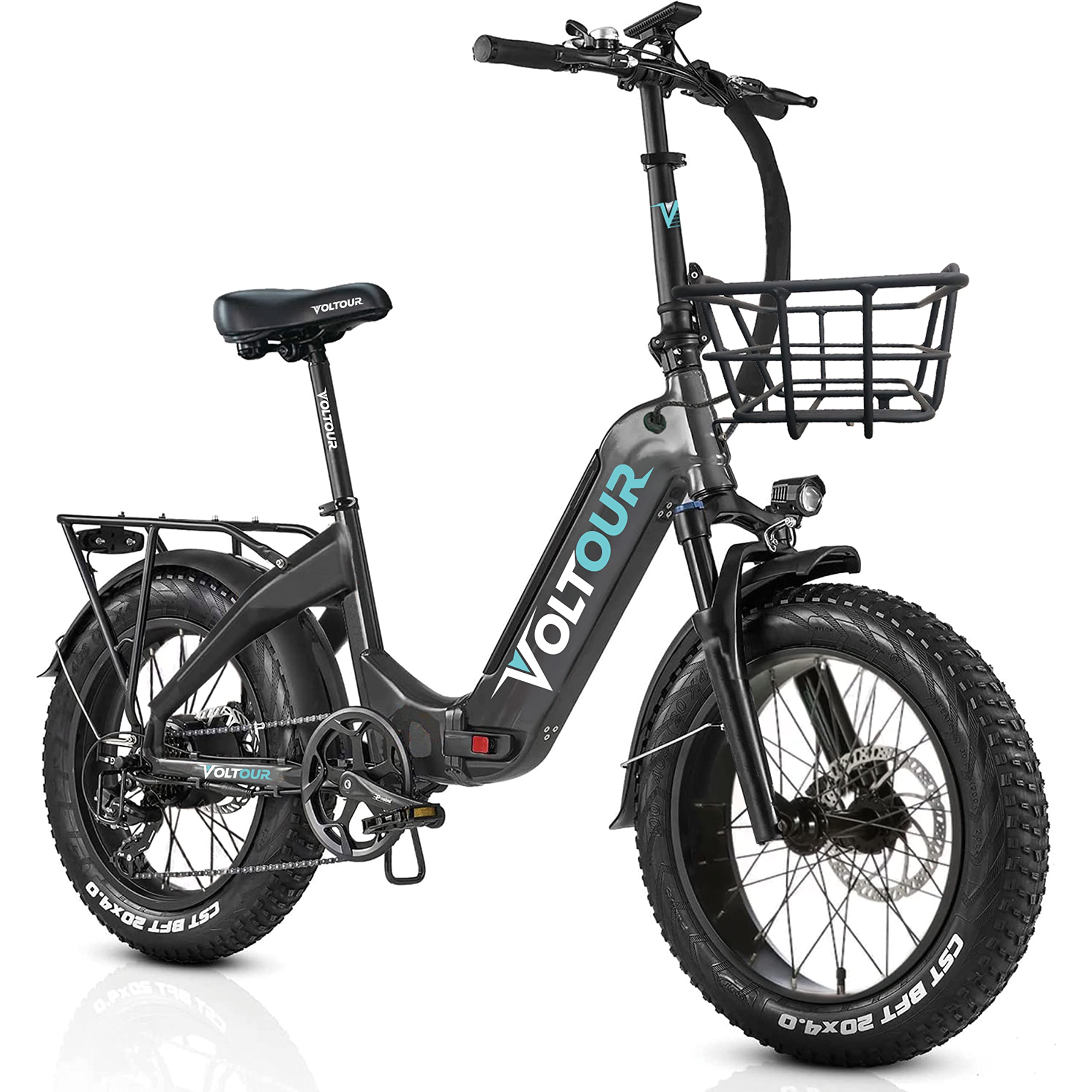 20EB-FOLSDSTBK Voltour 20" Deluxe Folding E-Bike with Step Thru Frame - 750W, Black