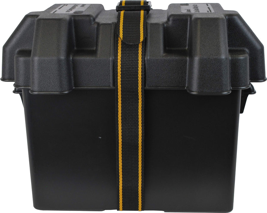Attwood Standard Vented Battery Box 9065-1 with Mounting Strap, Fits Group 24 Batteries, Black
