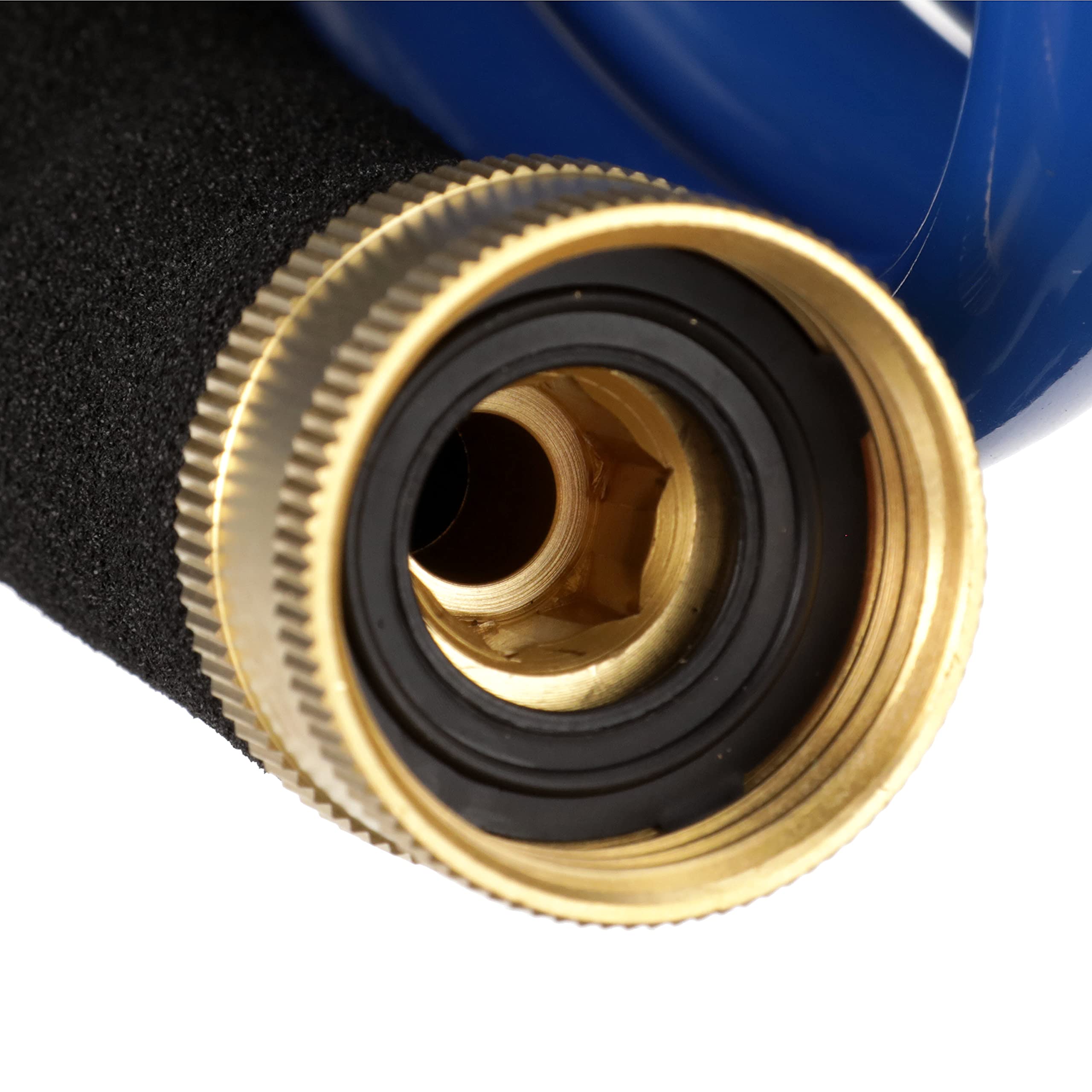 Spiral Watering Hose Attwood 11871-7 — Weatherproof, Kink-Free, 25 Feet Long, ¾-in. End Fittings, 3/8-In. Interior Diameter, Blue