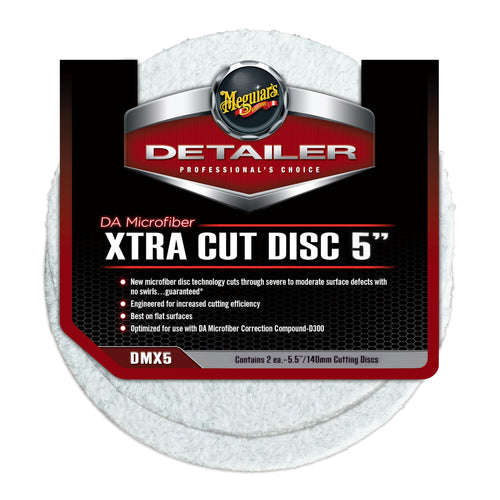 5" Meguiar's DA Microfiber Xtra Cut Disc DMX5 - Premium Microfiber Car Buffing Pad for Moderate to Heavy Defect Removal - Cutting Dual Action Polisher Pad for Professional Results, 2 Pack