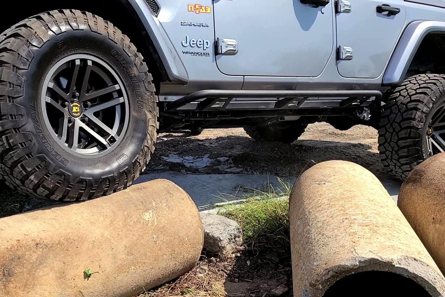 Trail Sliders RealTruck for Ford Bronco | Full Length, Heavy Duty 2" Tubing, Textured Black | TSF214B-TX | Fits 2021 - 2025 Ford Bronco 4 Door