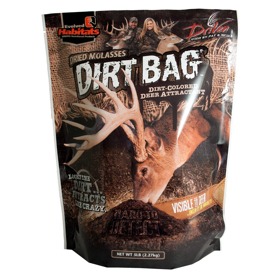 DirtBag EVOLVED HABITATS 5 lb Powder Dirt-Colored Glo-Cote UV Enhanced Visible Deer Attractant with Molasses Flavor - Long-Lasting Lick Food Supplement Deer Feed