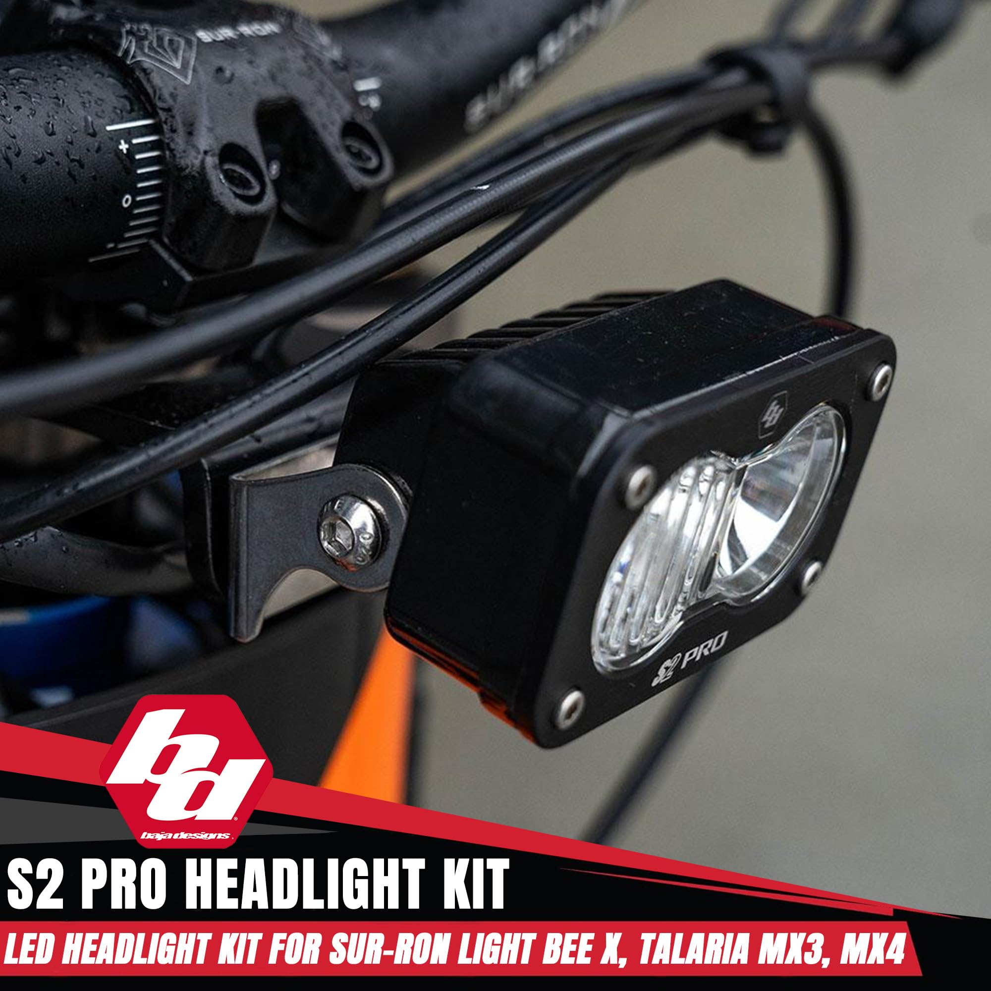 Baja Designs S2 Pro Headlight Kit for Light Bee X Sur-Ron and MX3/MX4 Talaria (Driving Combo; Clear)