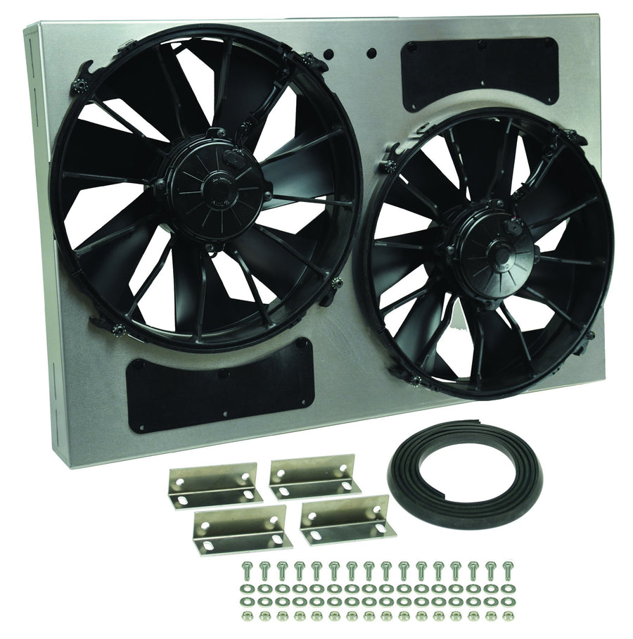 High Output Derale Performance 16826 Gray/Black Dual Radiator Fan