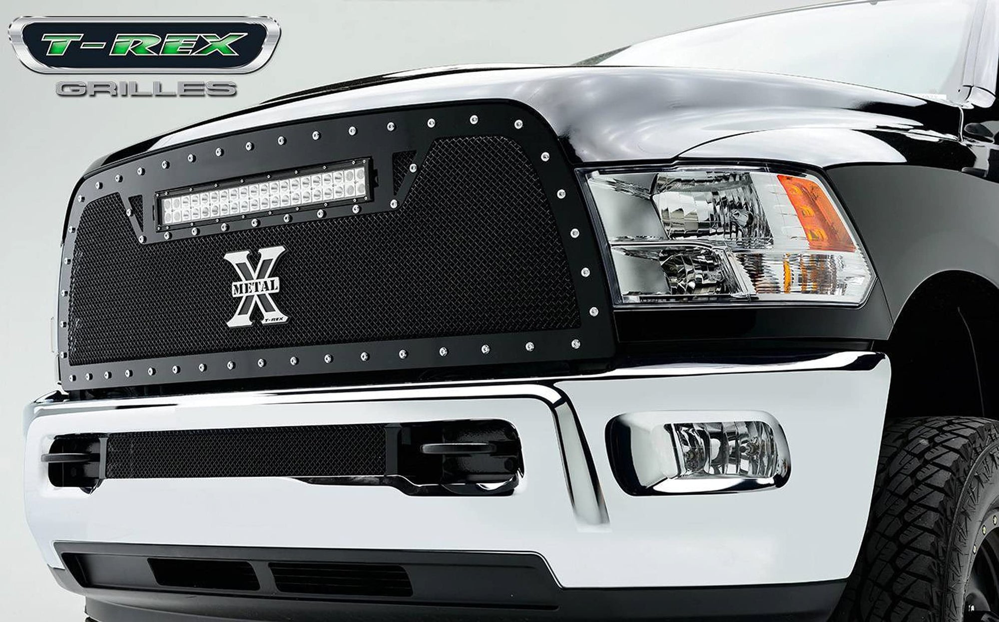 Torch Grille, 2010-2012 Ram 2500, 3500 Black, 1 Pc, Replacement, Chrome Studs with (1) 20" LED - PN #6314531