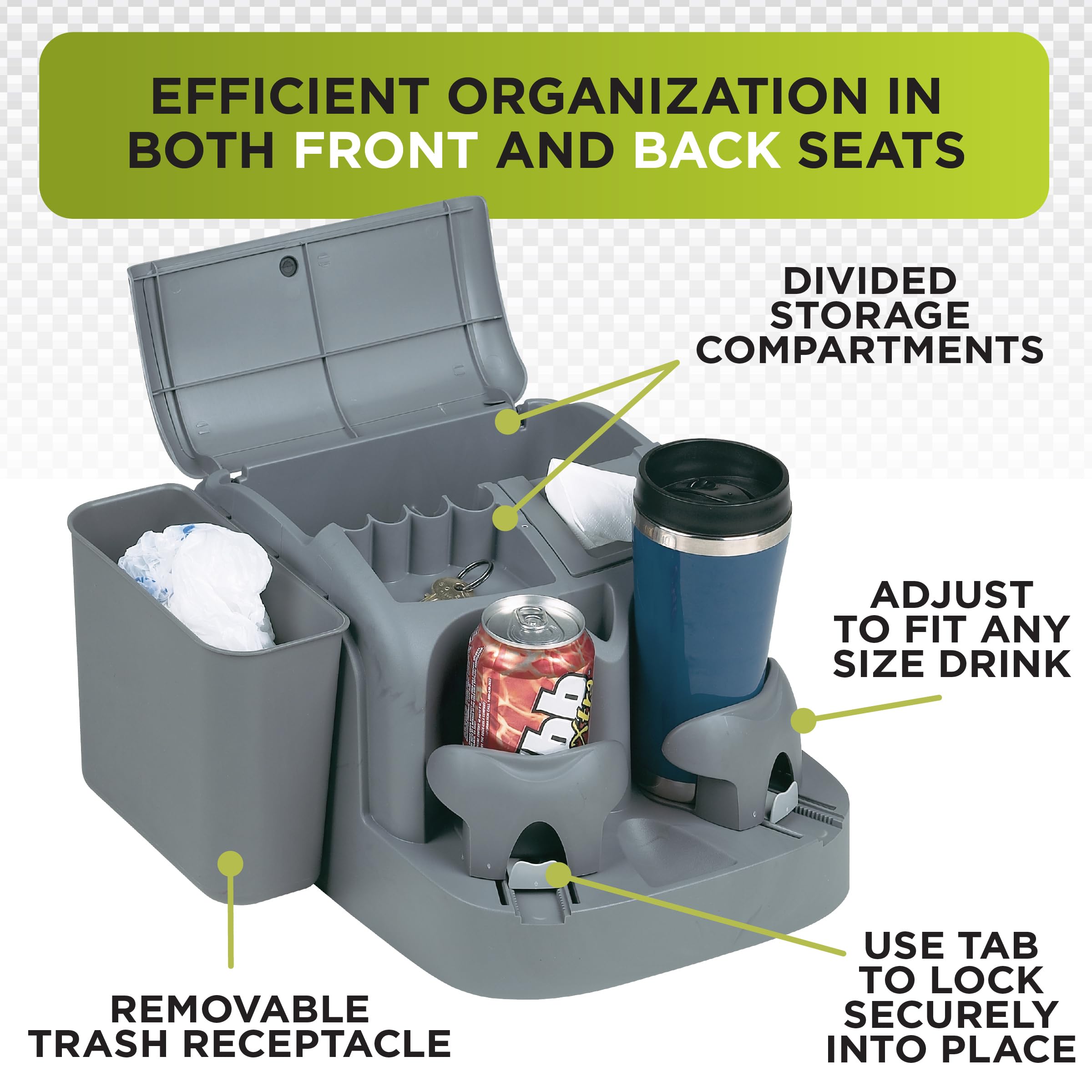 Bench or Rear Seat Deluxe Console Go Gear SSC-CHA/DLX, (Charcoal)