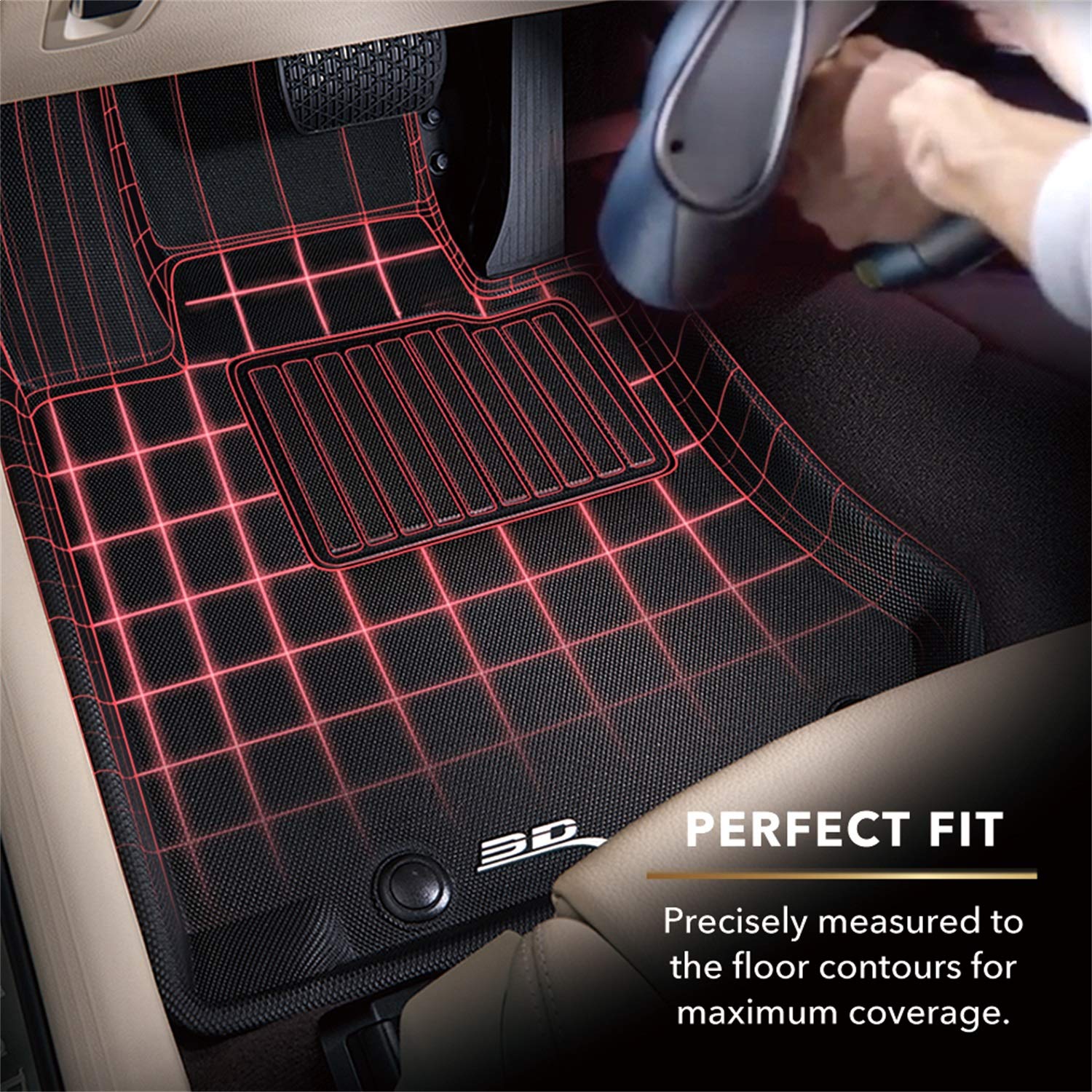 3D MAXpider Kagu 2nd Row Floormats - Black 2019-2020 Audi A8L (L1AD05021509)