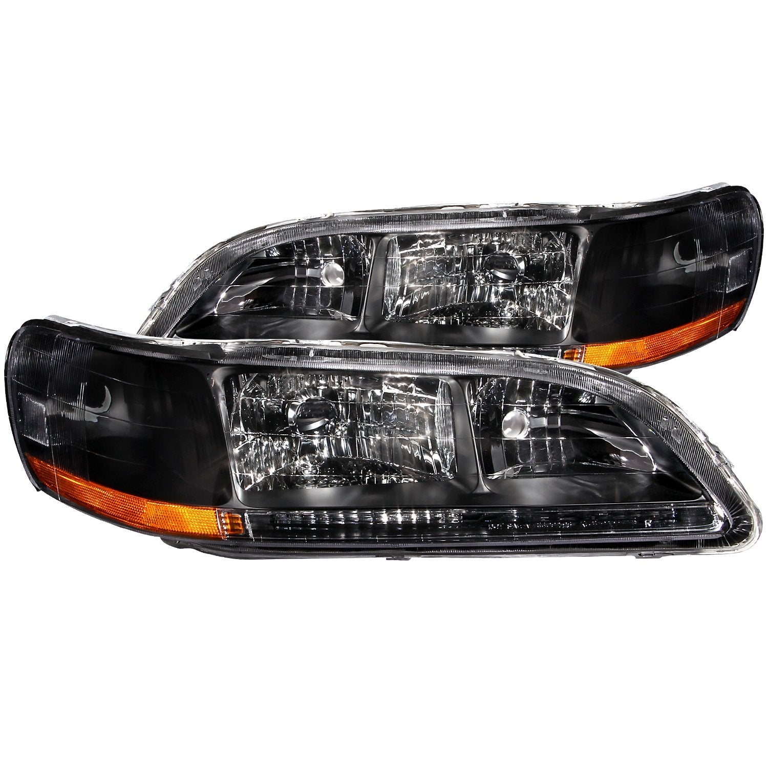 Honda Accord Anzo USA 121052 Crystal Black Headlight Assembly - (Sold in Pairs)