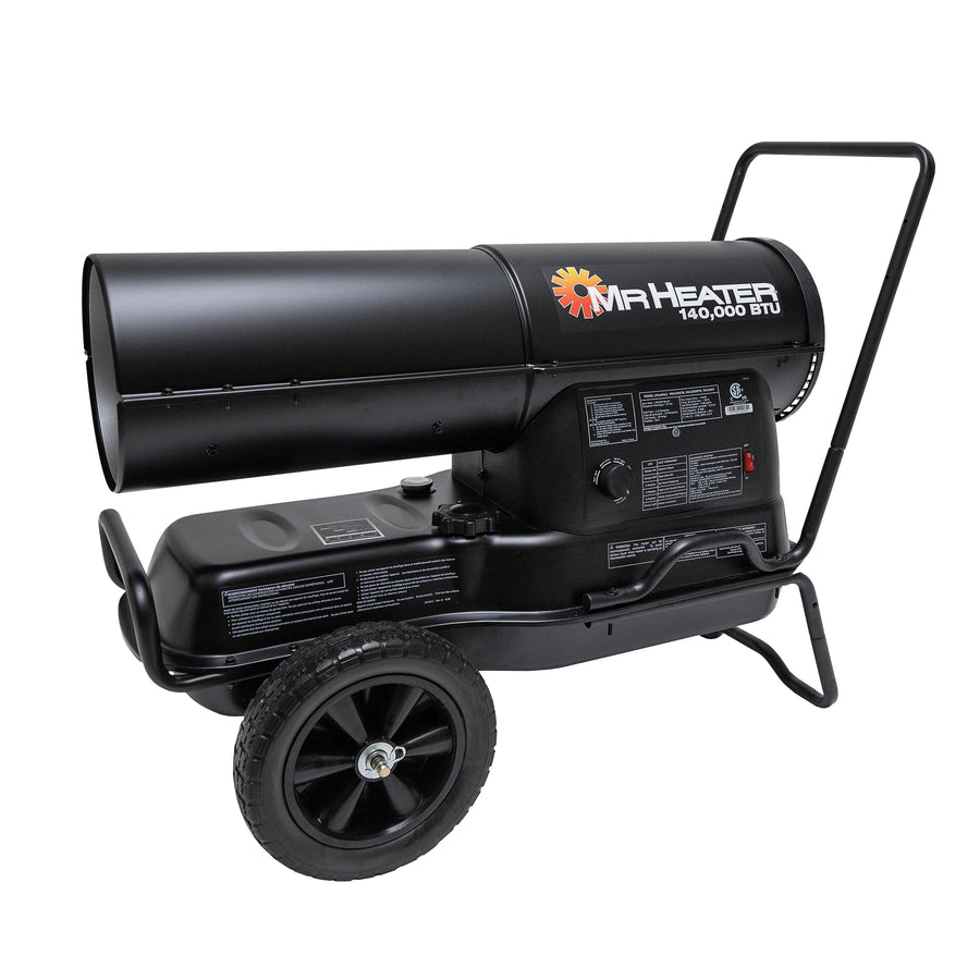 MH125KTR Mr. Heater 140,000 BTU Forced Air Kerosene Heater for Outdoor Use - Construction Sites, Garages & Workshops - Black