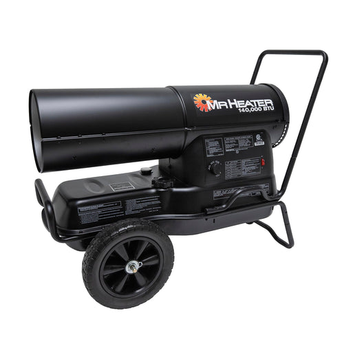 MH125KTR Mr. Heater 140,000 BTU Forced Air Kerosene Heater for Outdoor Use - Construction Sites, Garages & Workshops - Black