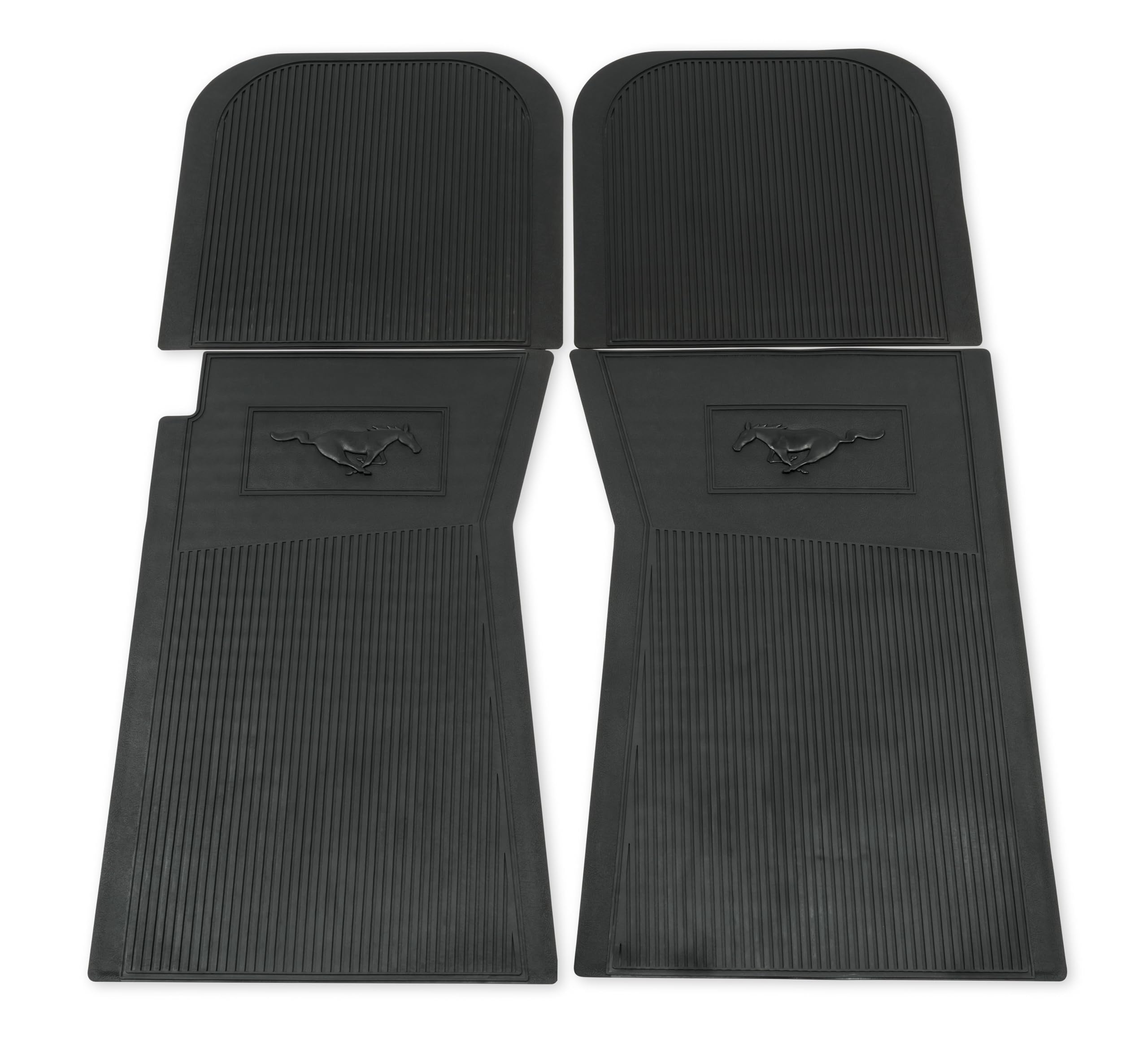 Scott Drake Floor Mats Black Rubber Featuring Official Ford Running Horse Logo, Compatible with 1964-1973 Ford Mustang, Model C5ZZ-6513086-BK