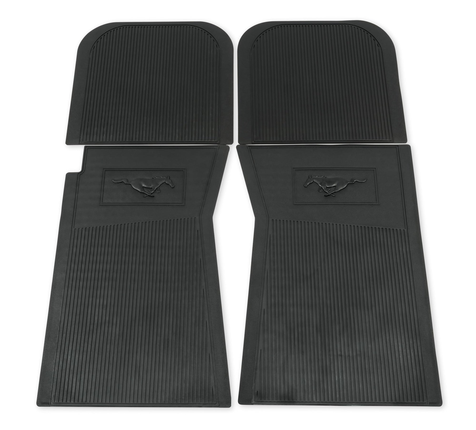 Scott Drake Floor Mats Black Rubber Featuring Official Ford Running Horse Logo, Compatible with 1964-1973 Ford Mustang, Model C5ZZ-6513086-BK
