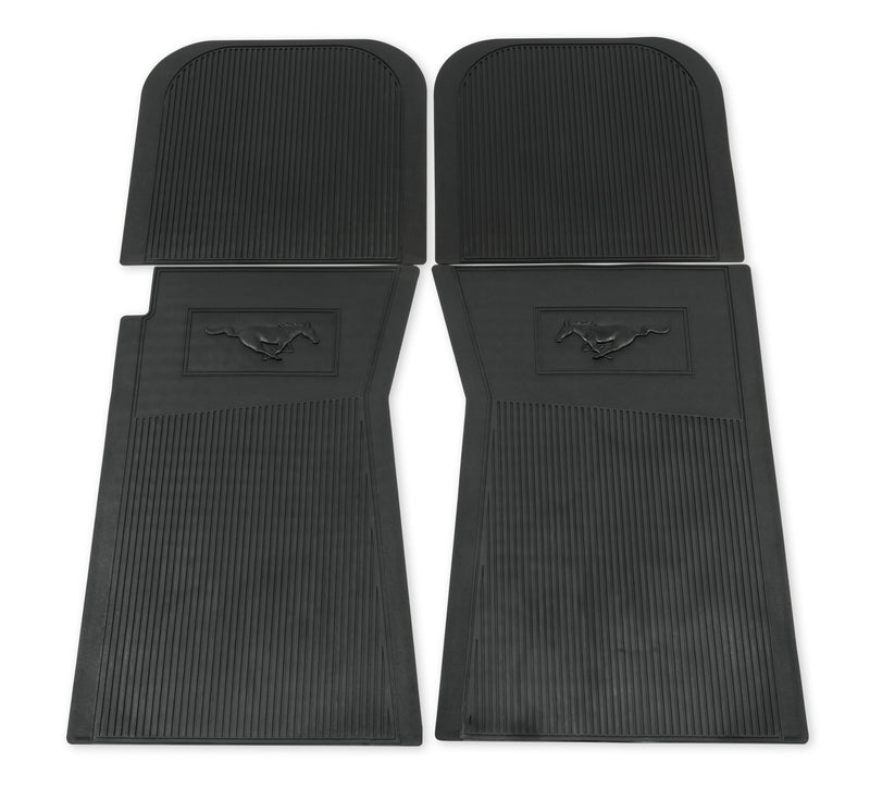 Scott Drake Floor Mats Black Rubber Featuring Official Ford Running Horse Logo, Compatible with 1964-1973 Ford Mustang, Model C5ZZ-6513086-BK