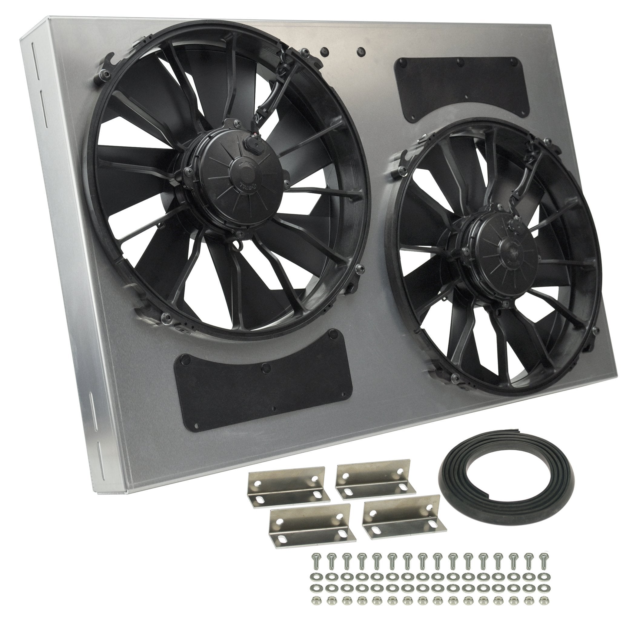 Dual Radiator Fan Derale 16837 with Aluminum Shroud Assembly