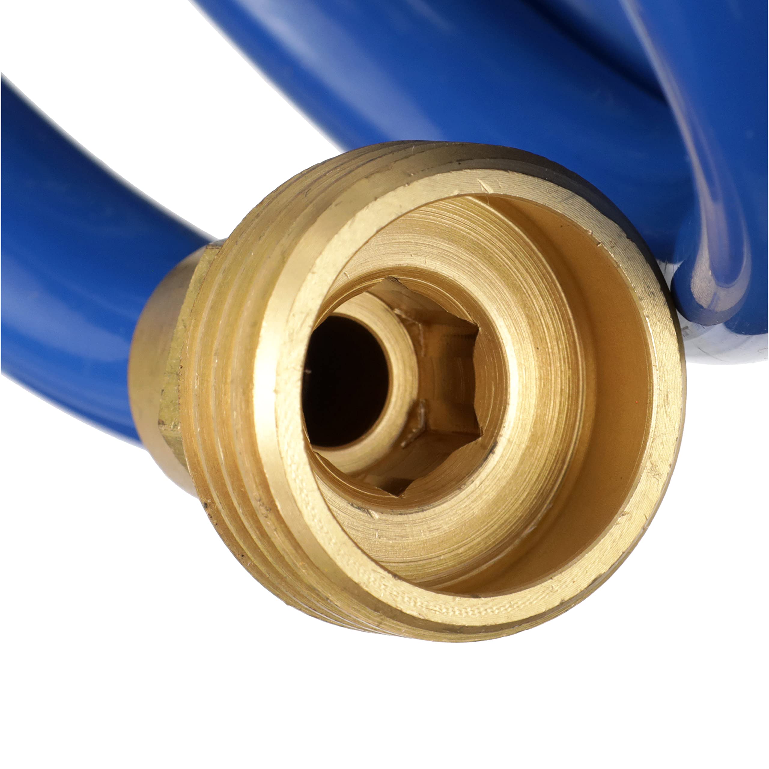 Spiral Watering Hose Attwood 11871-7 — Weatherproof, Kink-Free, 25 Feet Long, ¾-in. End Fittings, 3/8-In. Interior Diameter, Blue