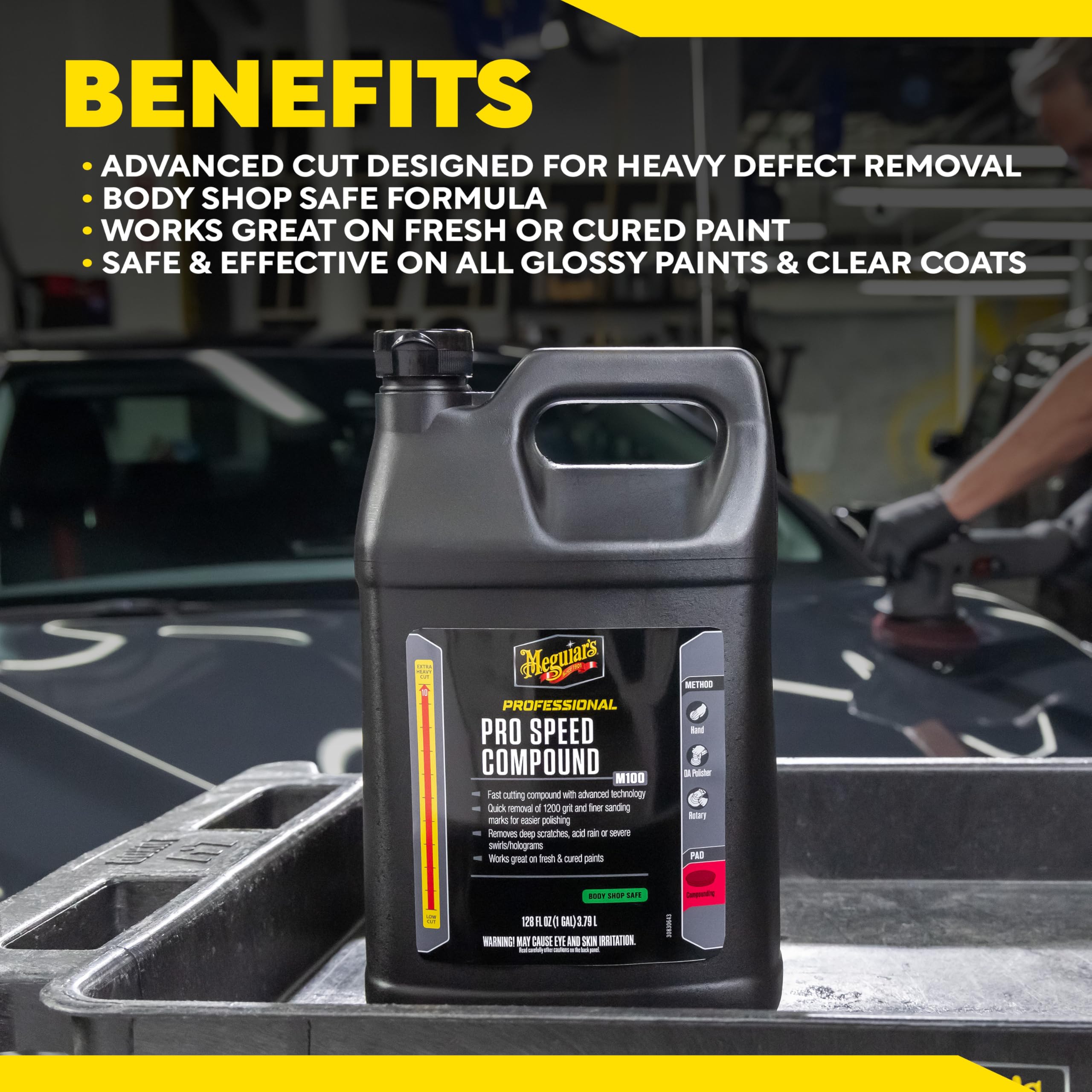Mirror Glaze Meguiar's Pro Speed Compound, A Glaze Designed for The Exterior of Your Car, Removes Deep Scratches, Holograms, and Severe Swirls Using Advanced Technology, 1 Gallon Container