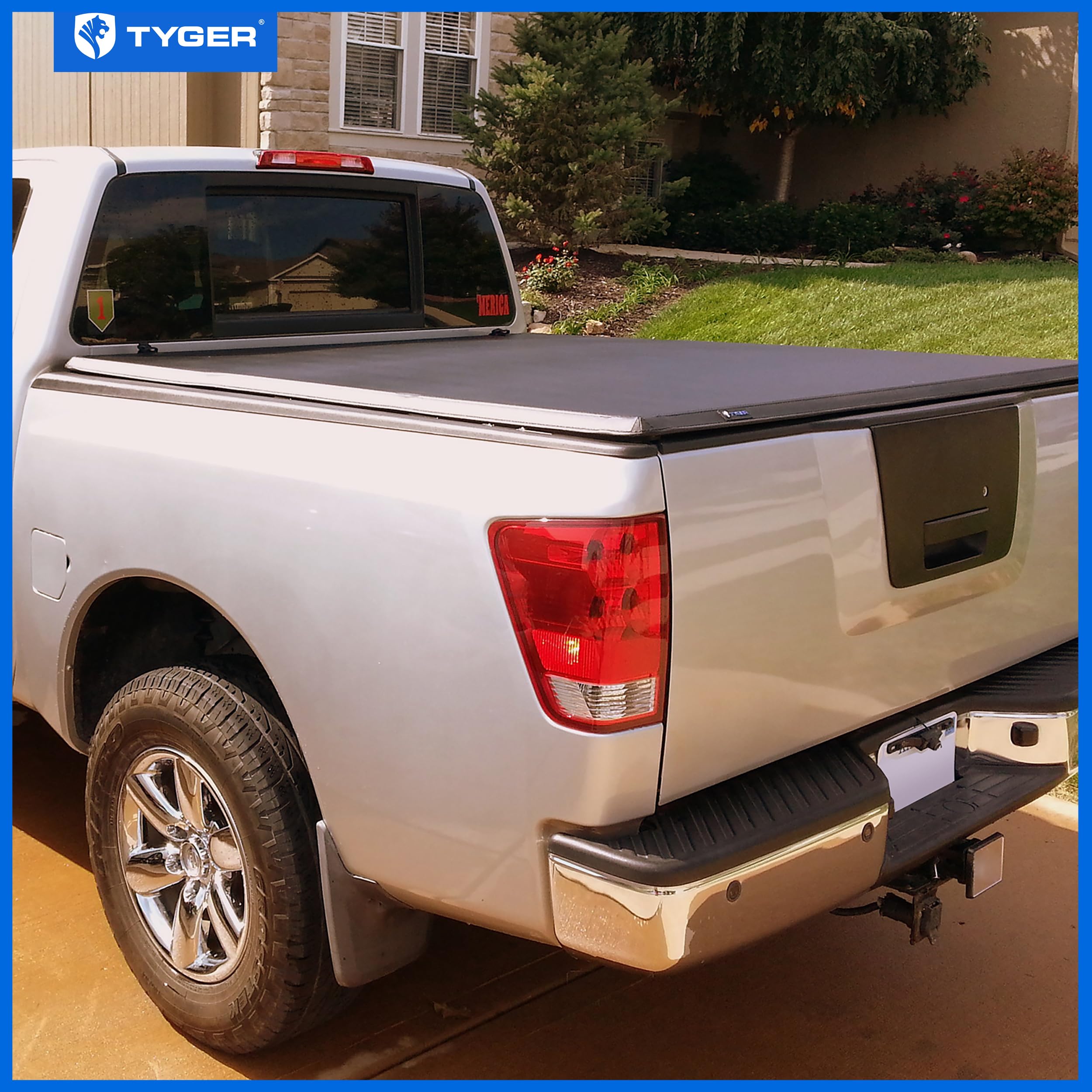 Tyger Auto T3 Soft Tri-Fold Tonneau Cover Truck Bed Compatible with 2004-2015 Nissan Titan without Titan Box | Fleetside 5.5' Bed (67") | TG-BC3N1026 , Black