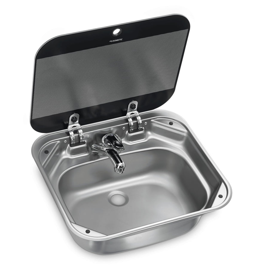 Dometic Square Sink VA8000 Series with 1-Hole Faucet & Glass Cover