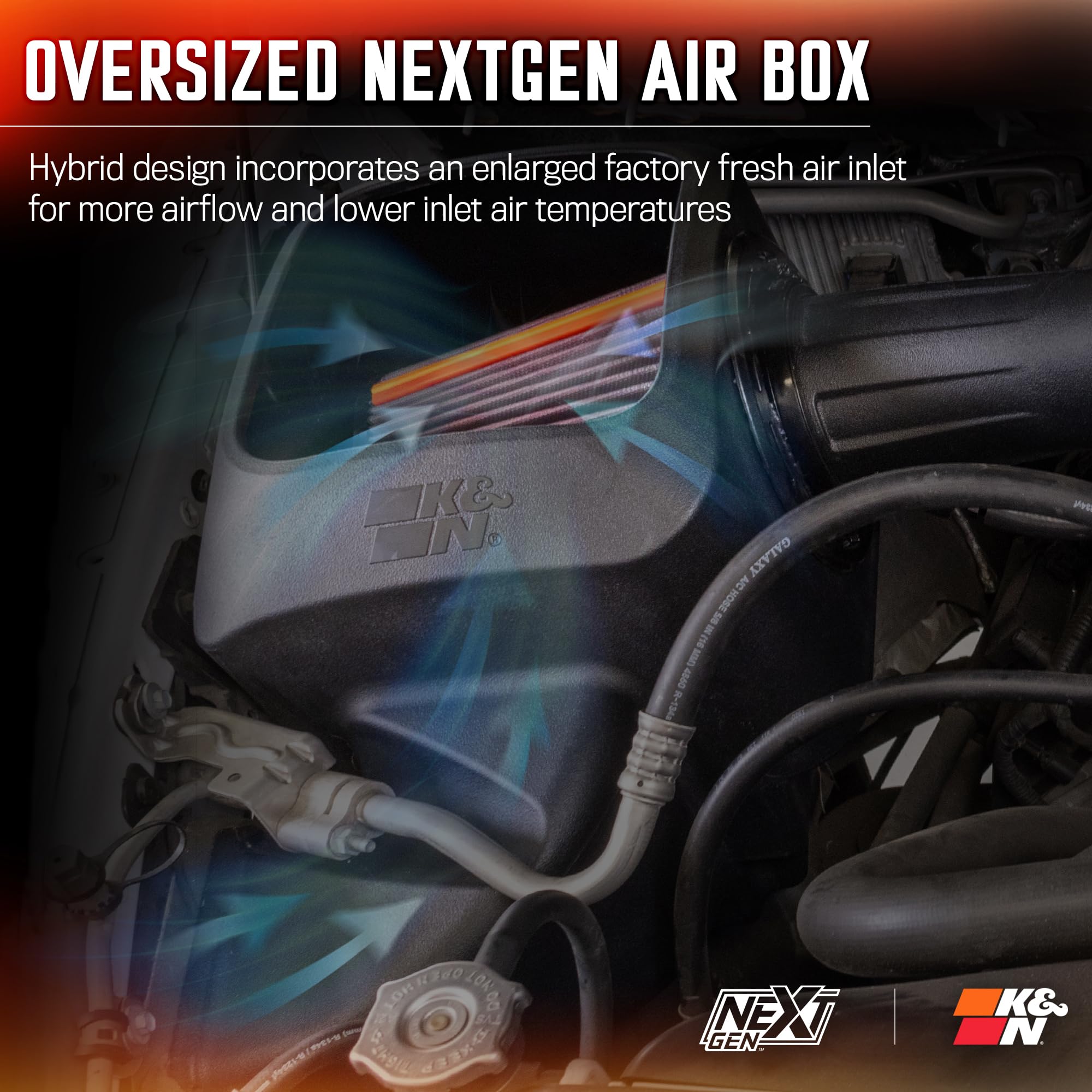 Cold Air Intake System K&N NextGen: High-Flow Cotton Filter: Compatible with 2009-2023 DODGE/Ram 1500; 1500 Classic; 2500; 3500; 50-1561