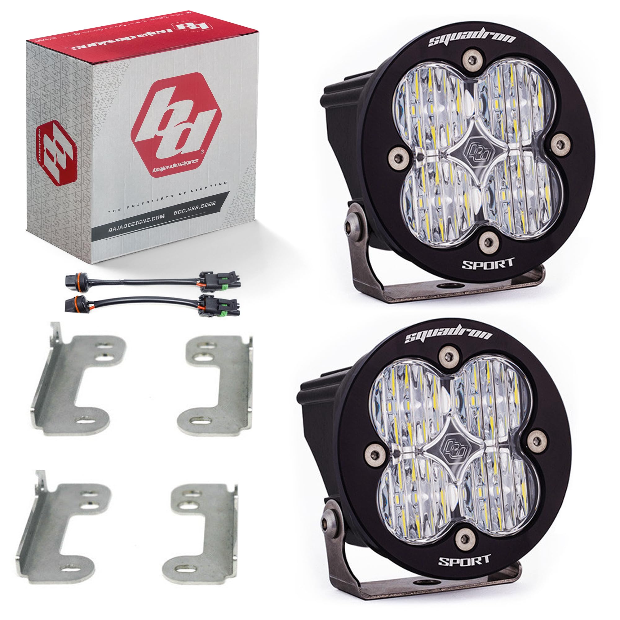 Baja Designs Fog Pocket Light Kit Squadron-R LED fits Jeep Wrangler JK 2007-09 for Standard OEM Bumper (Clear)
