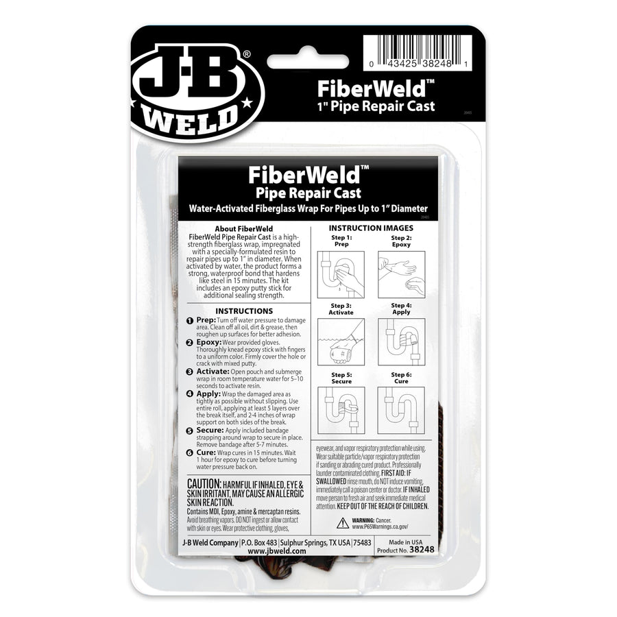 Pipe Repair Cast FiberWeld 2x48 Inch – High Strength Adhesive Fiberglass Wrap – White