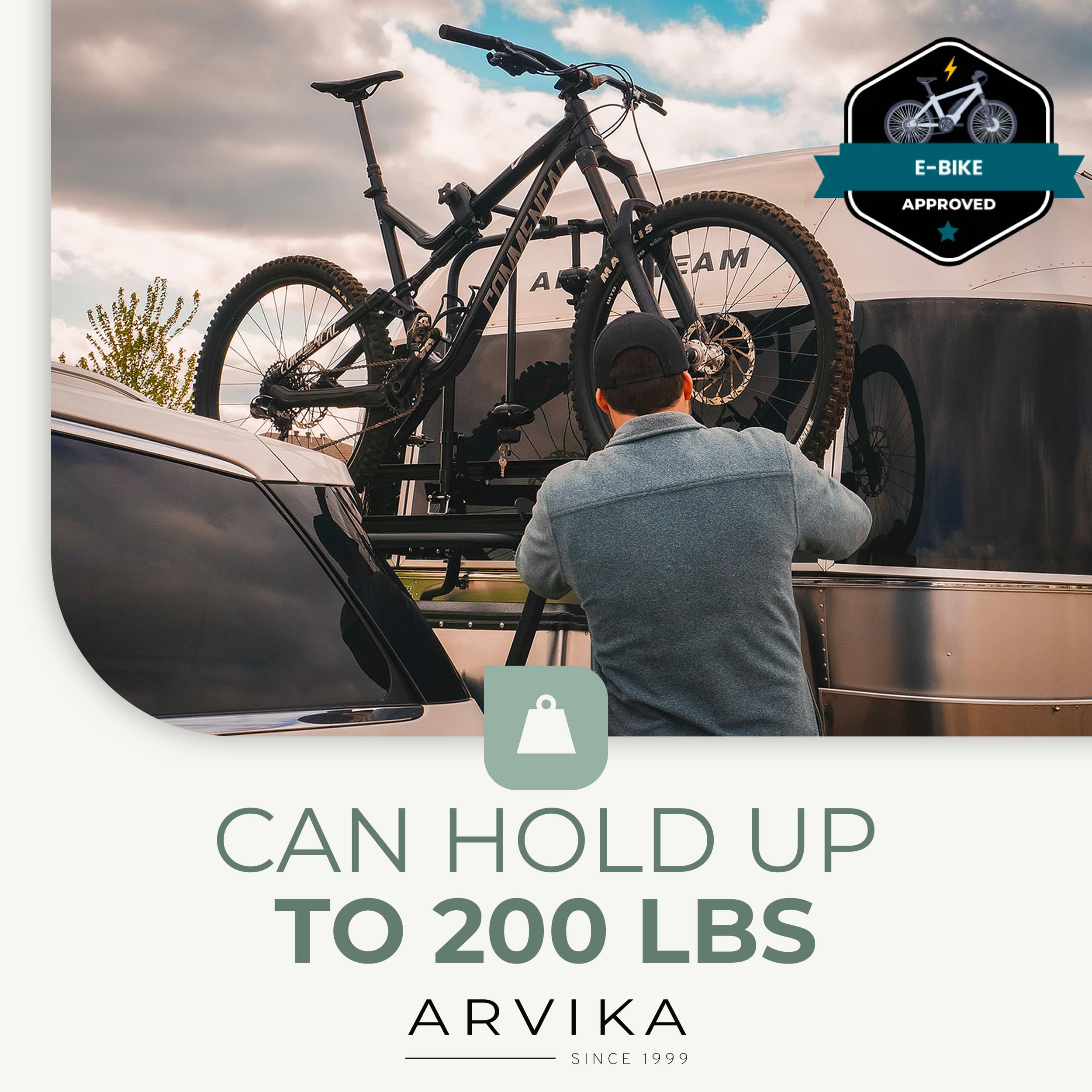 Airstream 3 Bikes or 2 eBikes Bike Rack, Front-Mounted Airstream RV Bike Rack