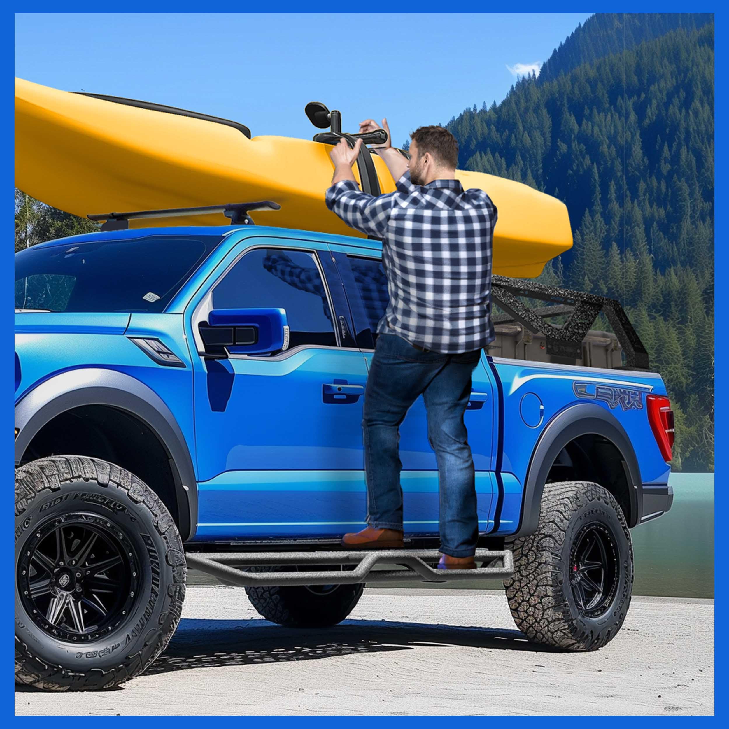 Tyger Auto Running Boards Star Strider Compatible with 2024-2026 Toyota Tacoma (Fits Hybrid) | Double Cab | TG-SR2T74718 | Side Step Rails Nerf Bars