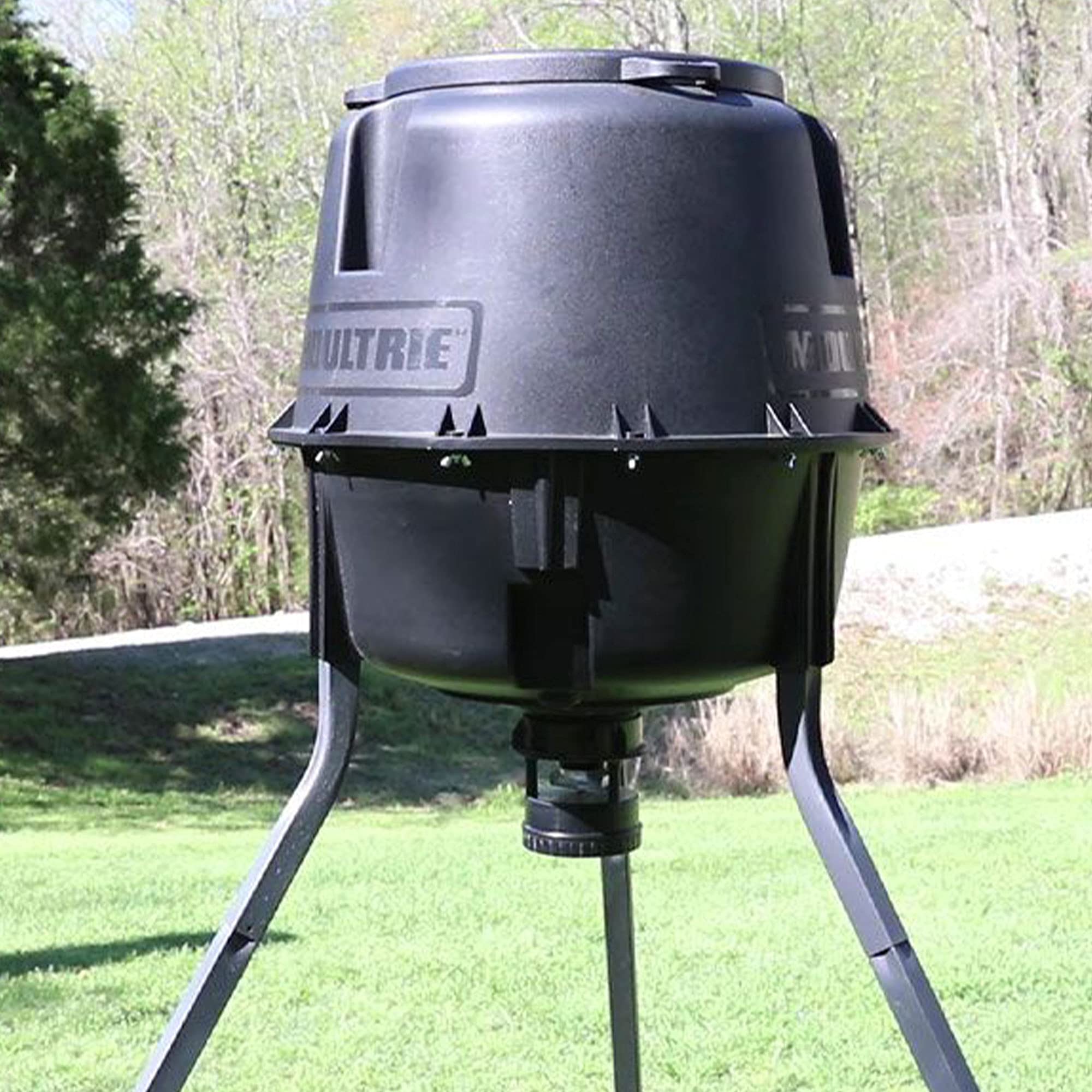 30-Gallon Moultrie Deer Feeder Tripod - Moultrie Quick-Lock Hopper System - Digital Timer Control - 200 lb Feed Capacity - Durable Polymer Build - Metal Spin Plate