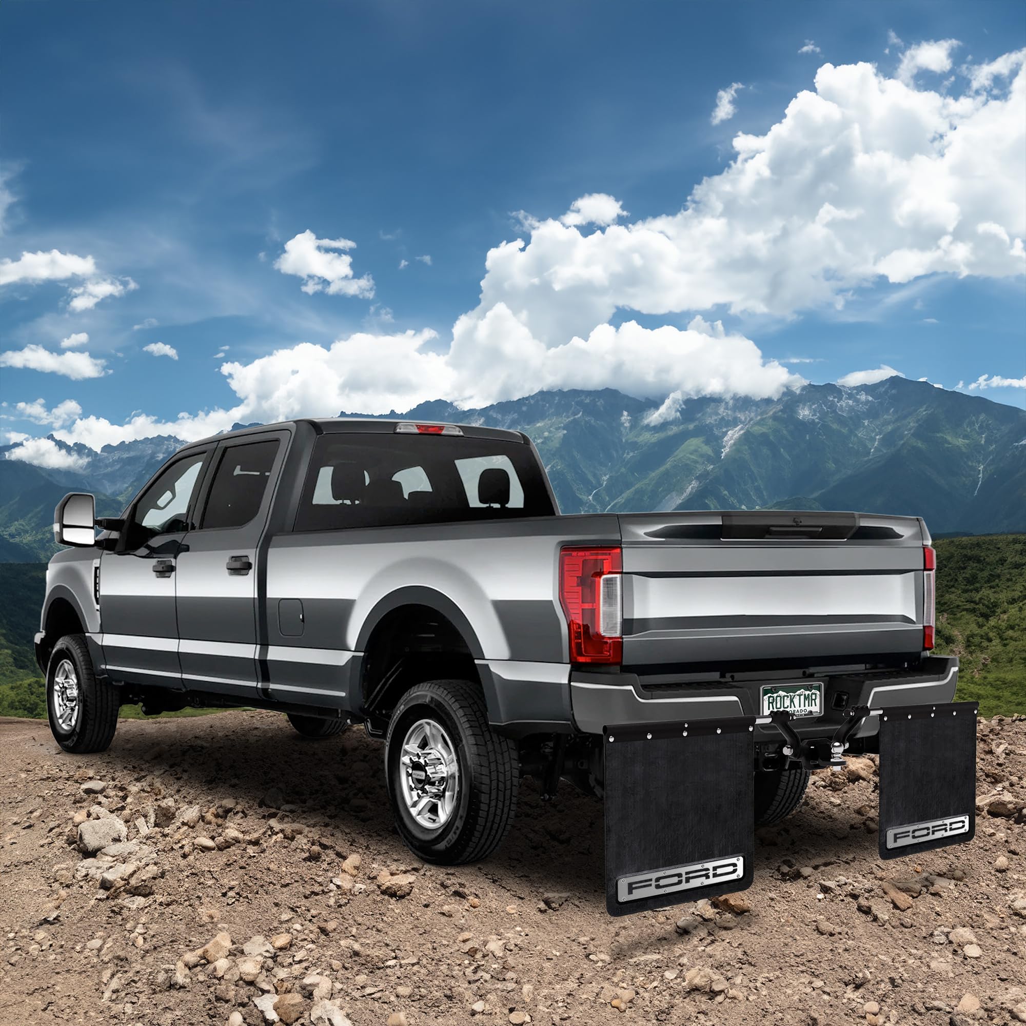 Ford Officially Licensed Rock Tamers Stainless Steel Trim Plates, Rust Resistant Mudflap Accessory, Easy Installation, Includes 2 Plates with Multilingual Instructions, 20" L x 3" W