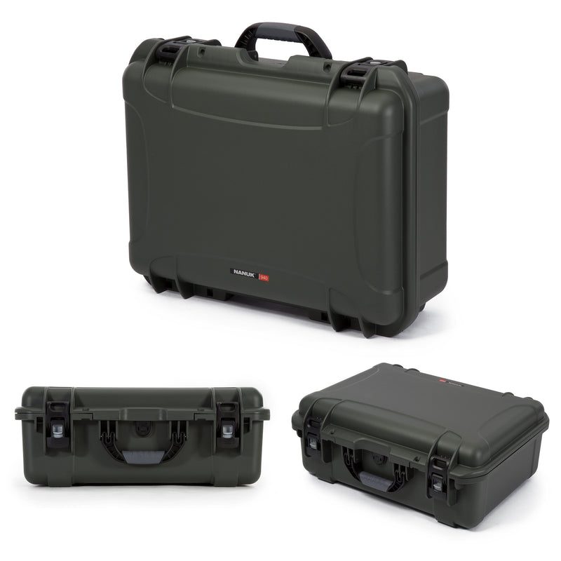 Waterproof Nanuk 940 Hard Case with Lid Organizer and Padded Divider - Olive