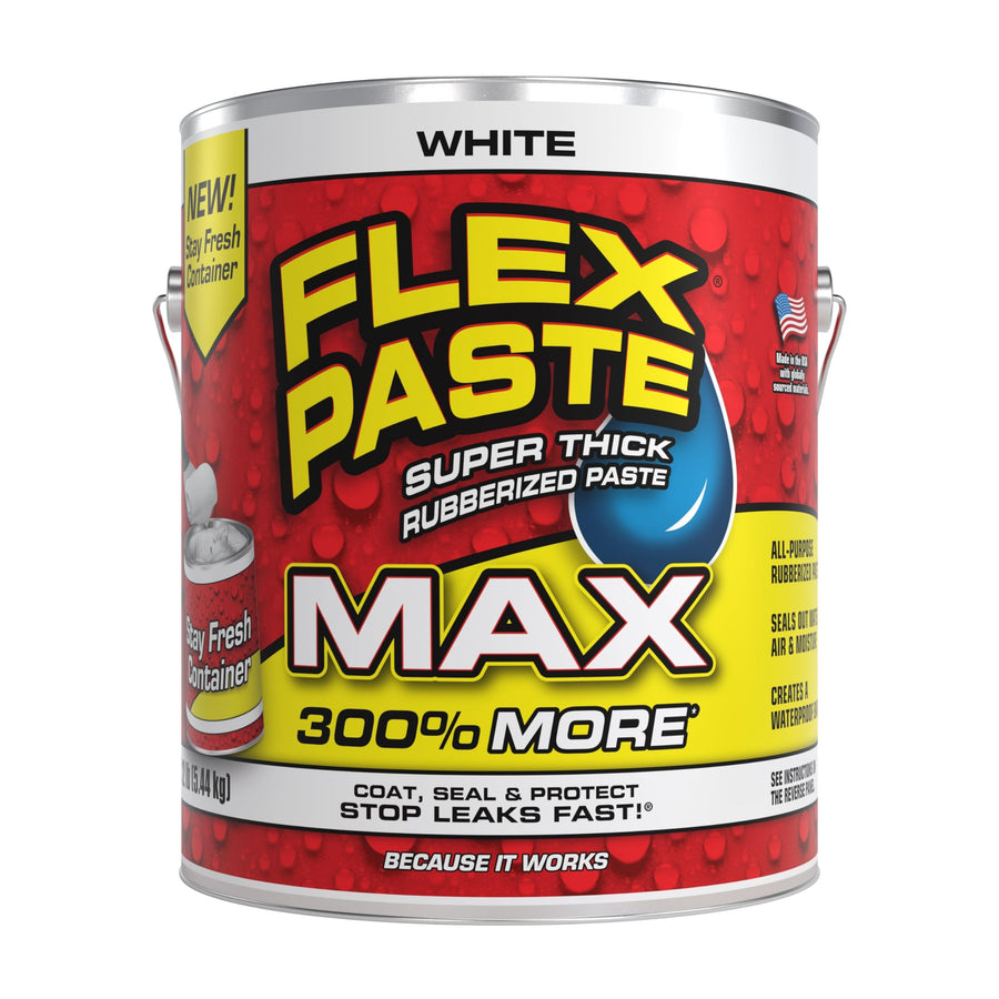 Flex Paste, Paintable Waterproof Putty, Spackle Sealant, Fill Gaps Cracks Holes - Block Out Water and Air - UV Resistant - Walls, Drywall, EPDM, Concrete, Roof, RV Repairs, White, MAX
