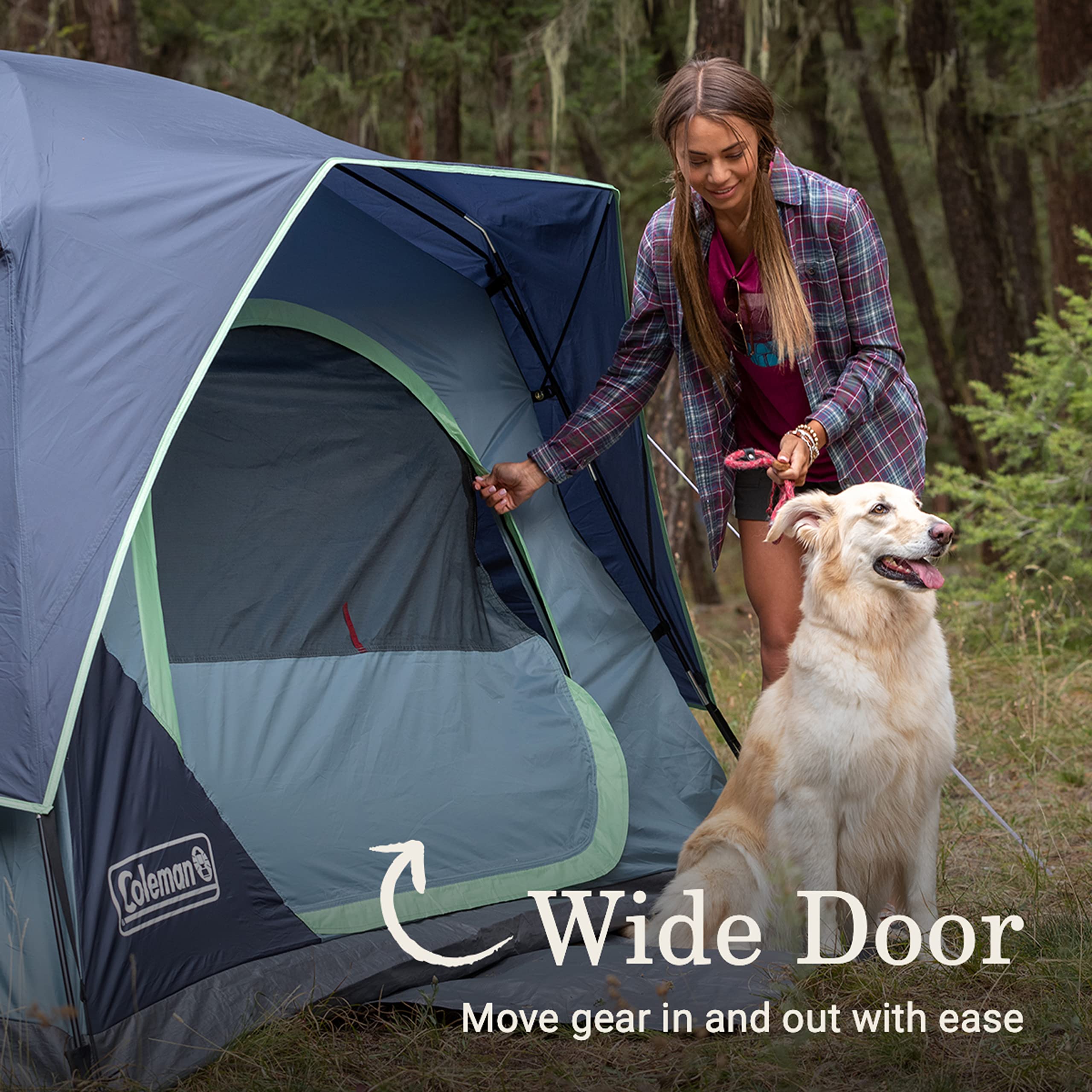 Coleman Camping Tent Skydome with LED Lights, Weatherproof 4/8 Person Family Tent Includes Pre-Attached Poles, Rainfly, Carry Bag, Ventilation and LED Lighting System, Sets Up in 5 Minutes