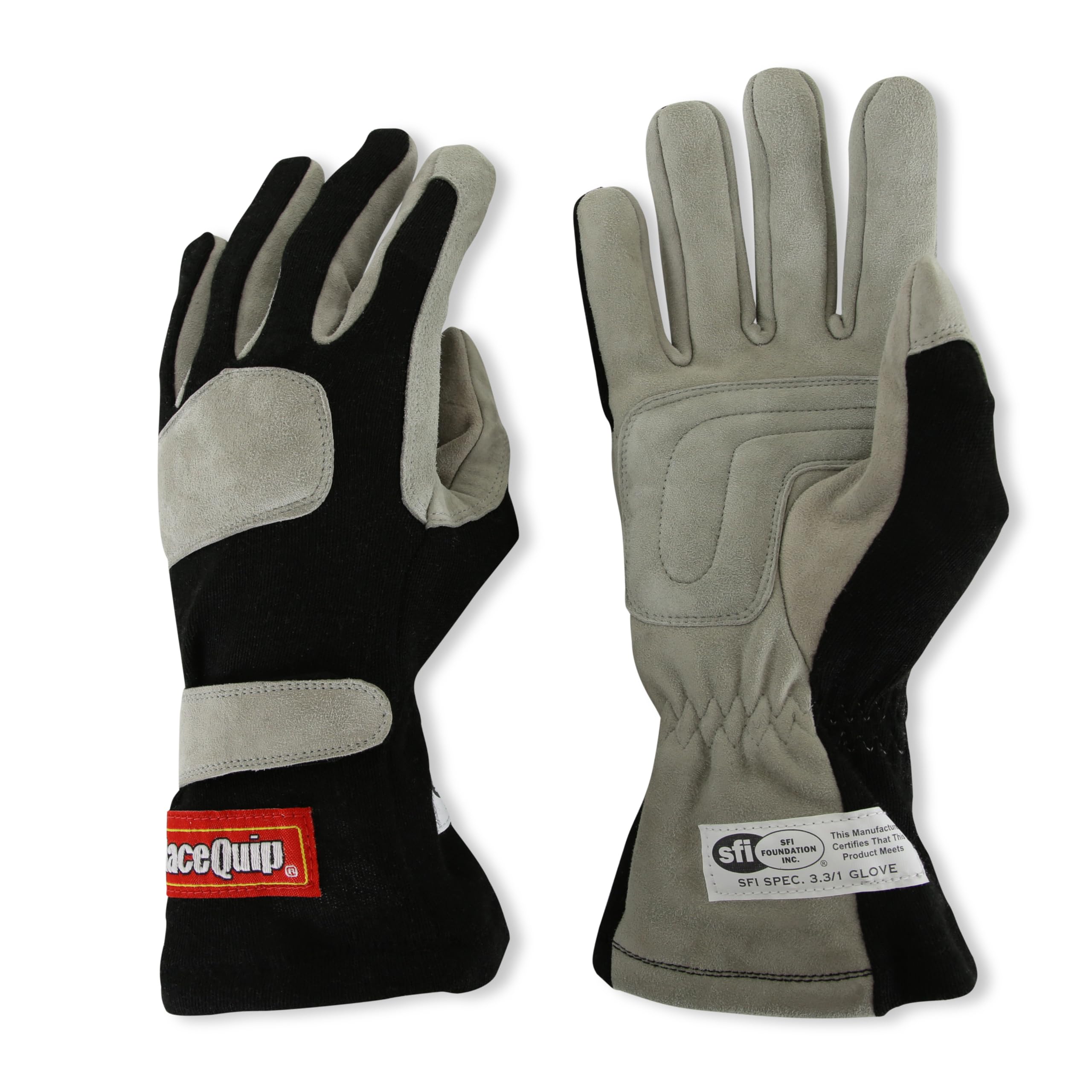 351006RQP RaceQuip® 351 Series Driving Gloves - SFI 3.3/1 - Black/Gray - XL