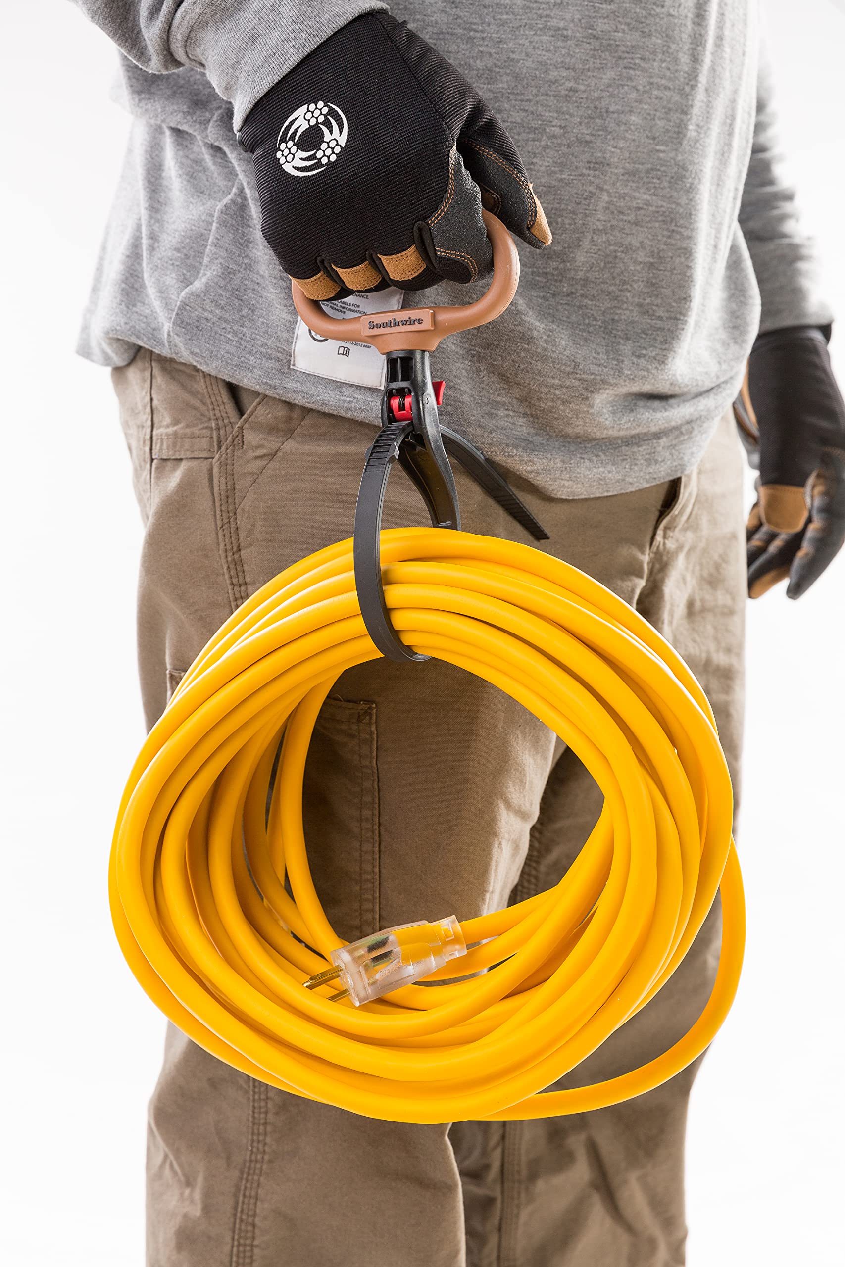 Extra Heavy Duty Southwire Extension Cord, 25Ft, 10 Gauge, 3 Conductor, Outdoor Cord, Lighted End, SJTW, Yellow, 2687SW0002