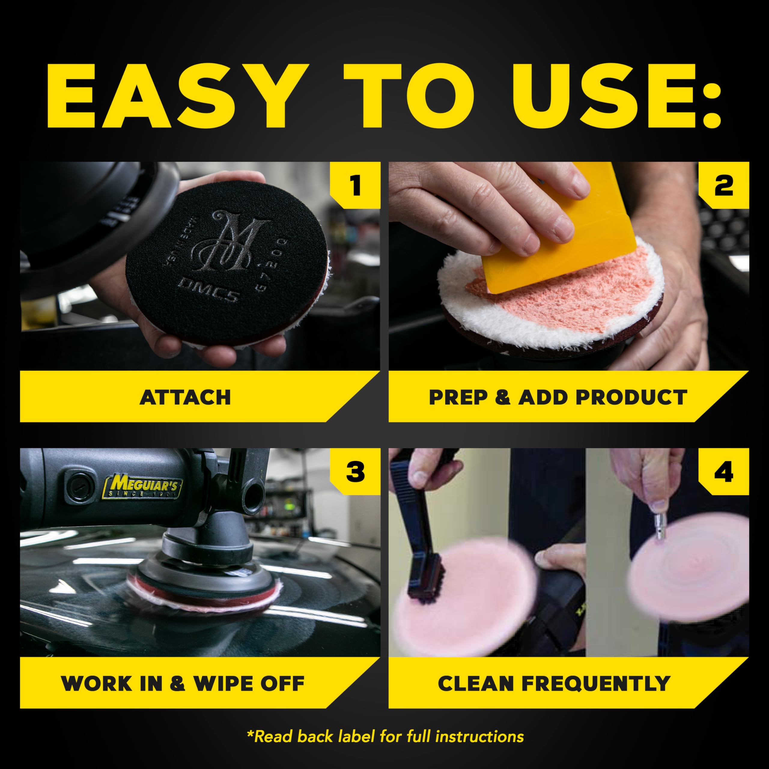 DA 6” Microfiber Cutting Disc, Meguiar's Microfiber Pads Compatible with a DA Polisher for Car Detailing, That Removes Moderate Scratches, Swirls, and Paint Defects, 2 Pack