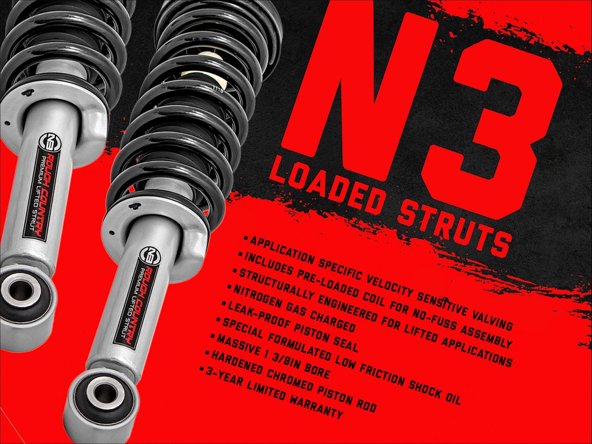 3" Rough Country N3 Loaded Struts for 2010-2020 4Runner - 501101