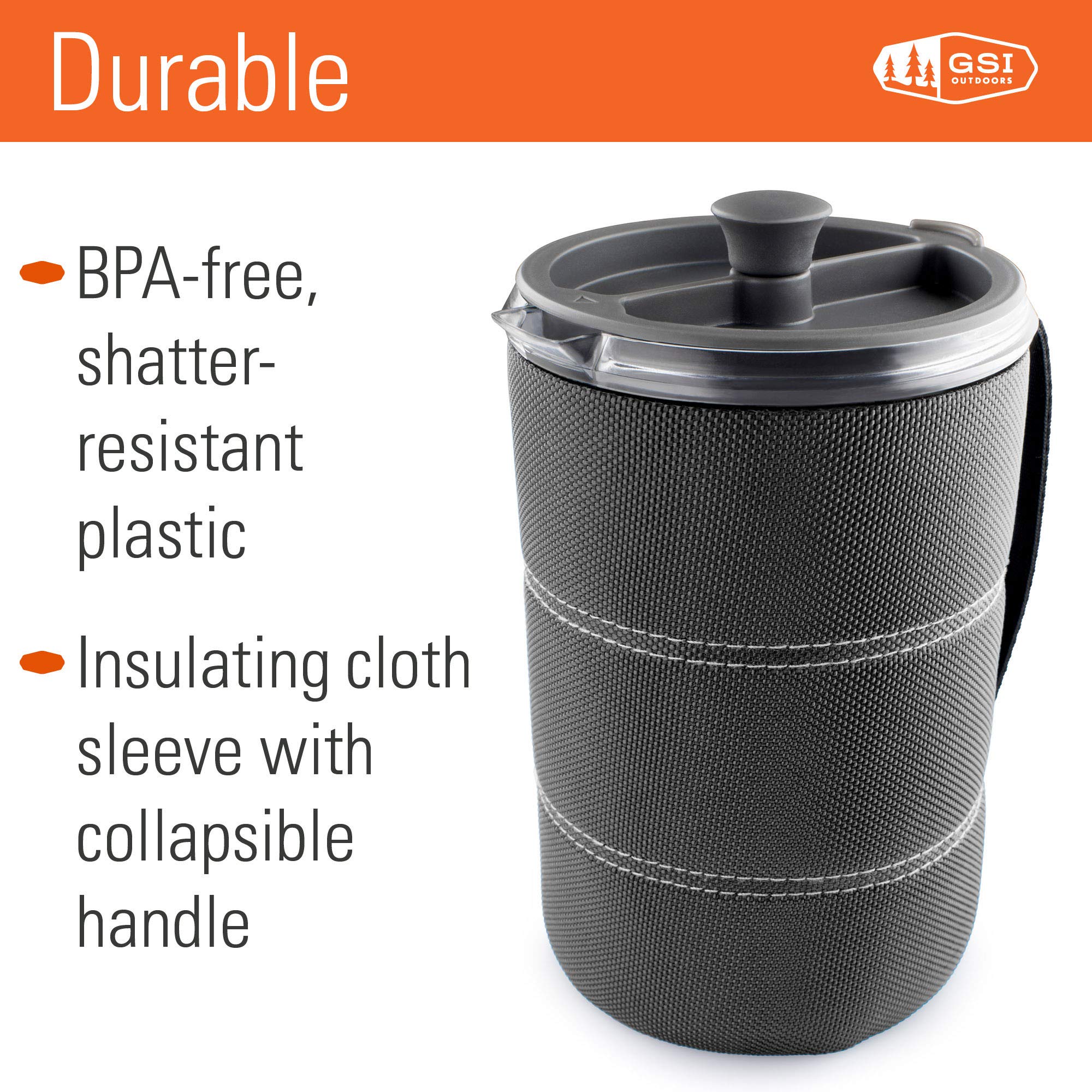 30 Fl Oz GSI Outdoors JavaPress, French Press Coffee Maker for Camping and Travel, Graphite