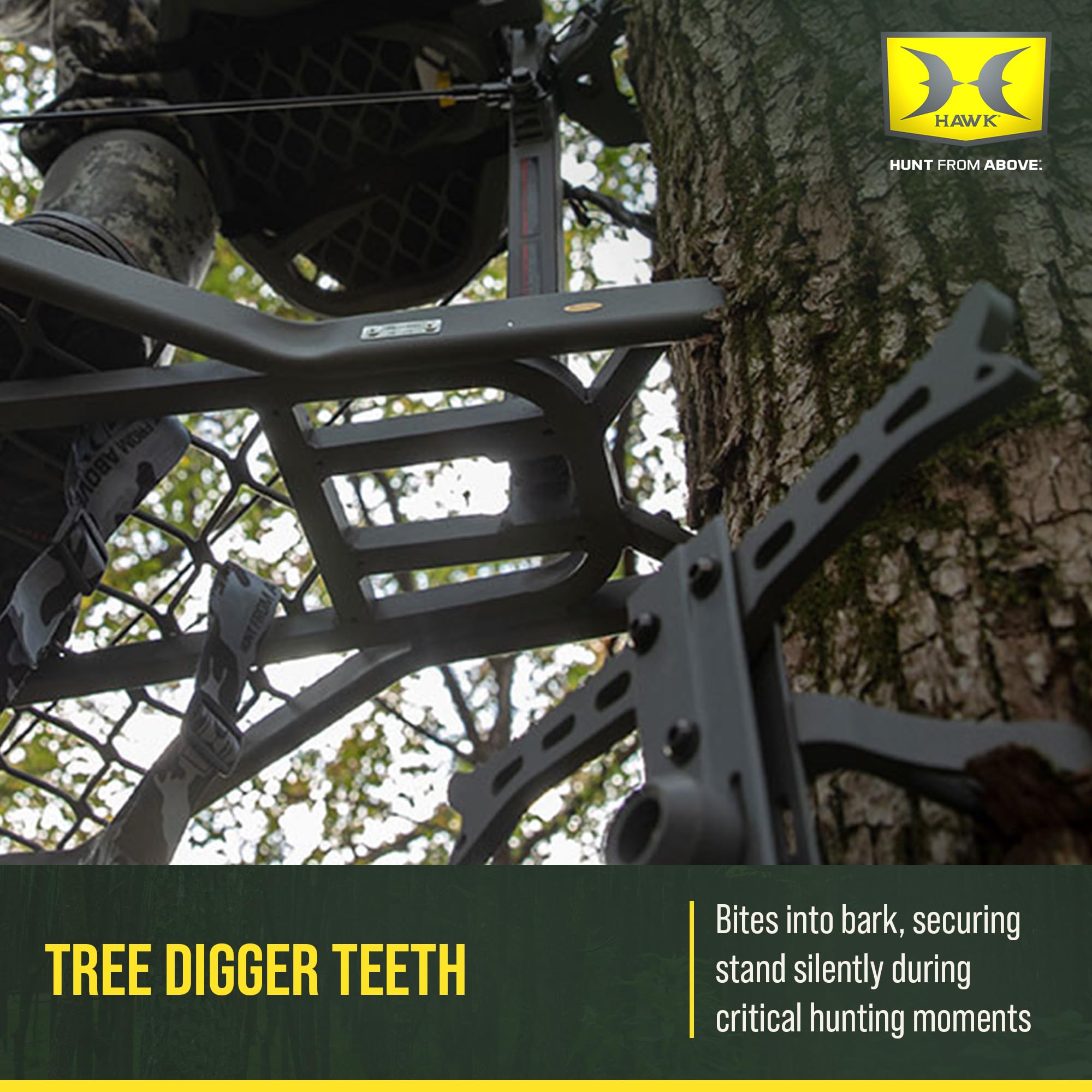 Hawk Tree Stand Hang-On, Platform w/Safety Harness & Straps for Deer Hunting, Helium Pro - Adjustable Climbing Treestand Accessory and Equipment for Shooting