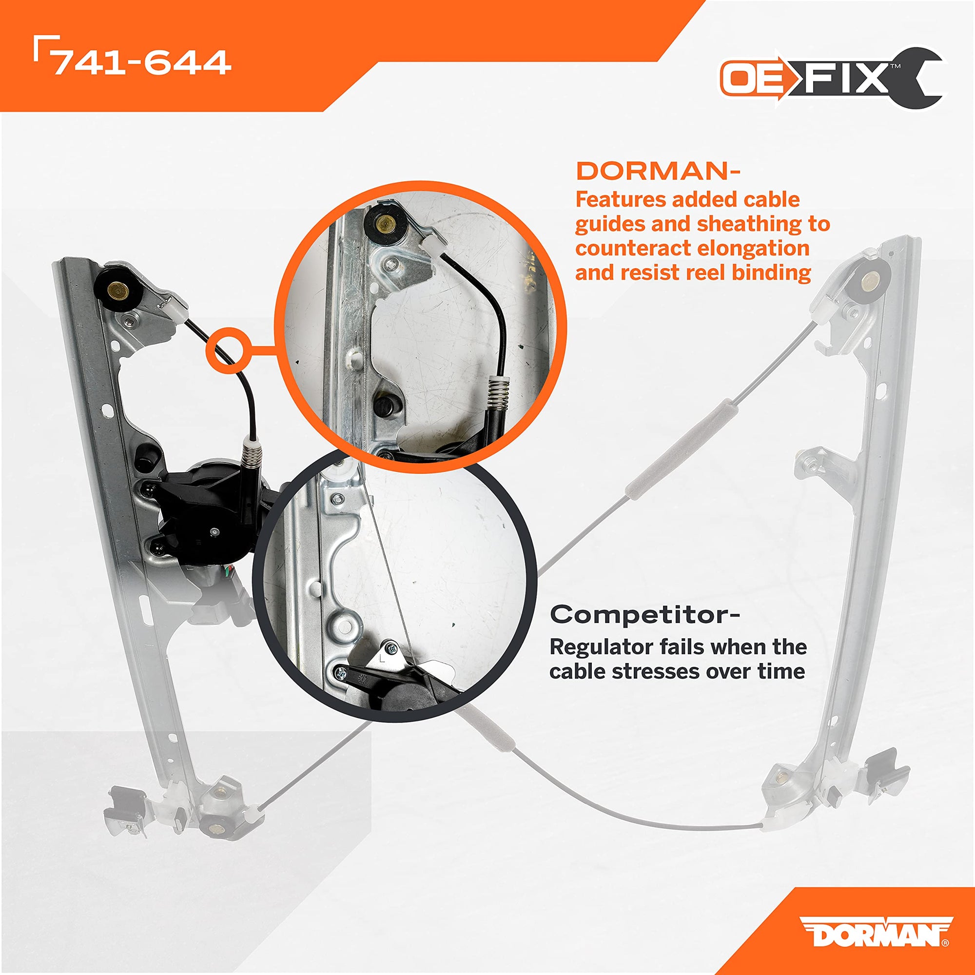 Dorman 741-644 Front Driver Side Power Window Motor and Regulator Assembly OE FIX for Select Cadillac/Chevrolet/GMC Models