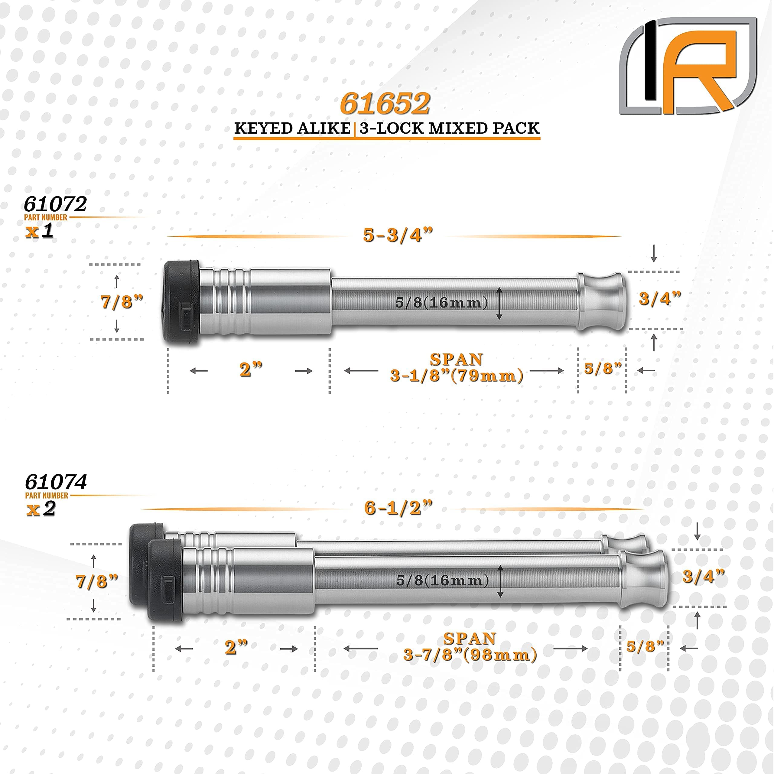 Security InfiniteRule 61652 | 3 Pack Mixed, Keyed Alike, Hitch Locks for Bulletproof 2", 2.5", and 3" Drop Hitches - Includes Lock for 2.5" Receiver