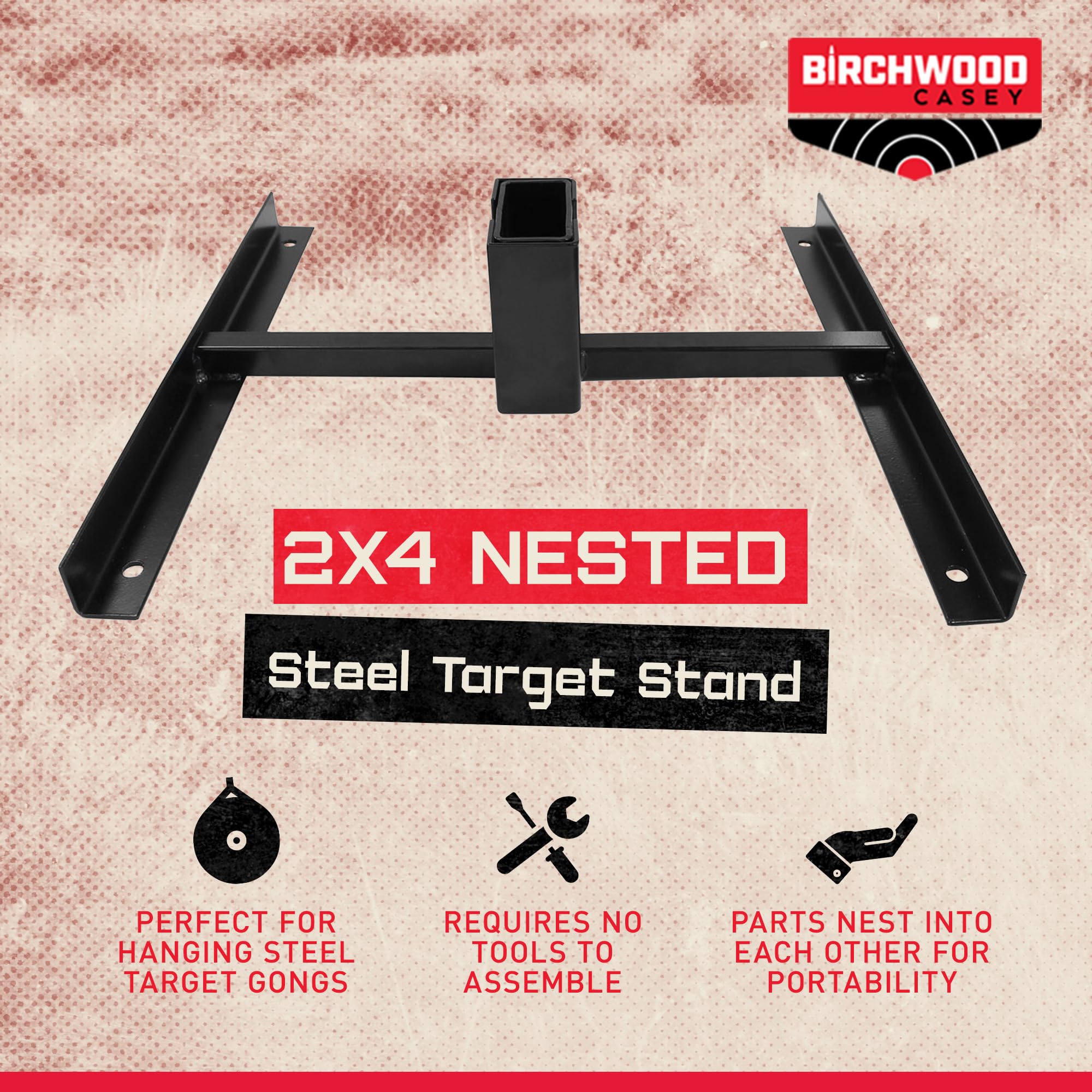2x4 Birchwood Casey Nested Steel Shooting Target Stand for Hanging Gong Targets