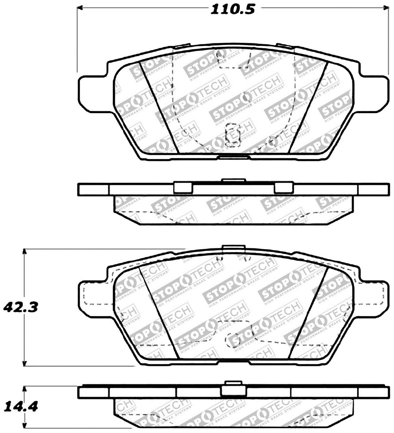 Sport Brake Pads StopTech 309.11610 with Shims and Hardware