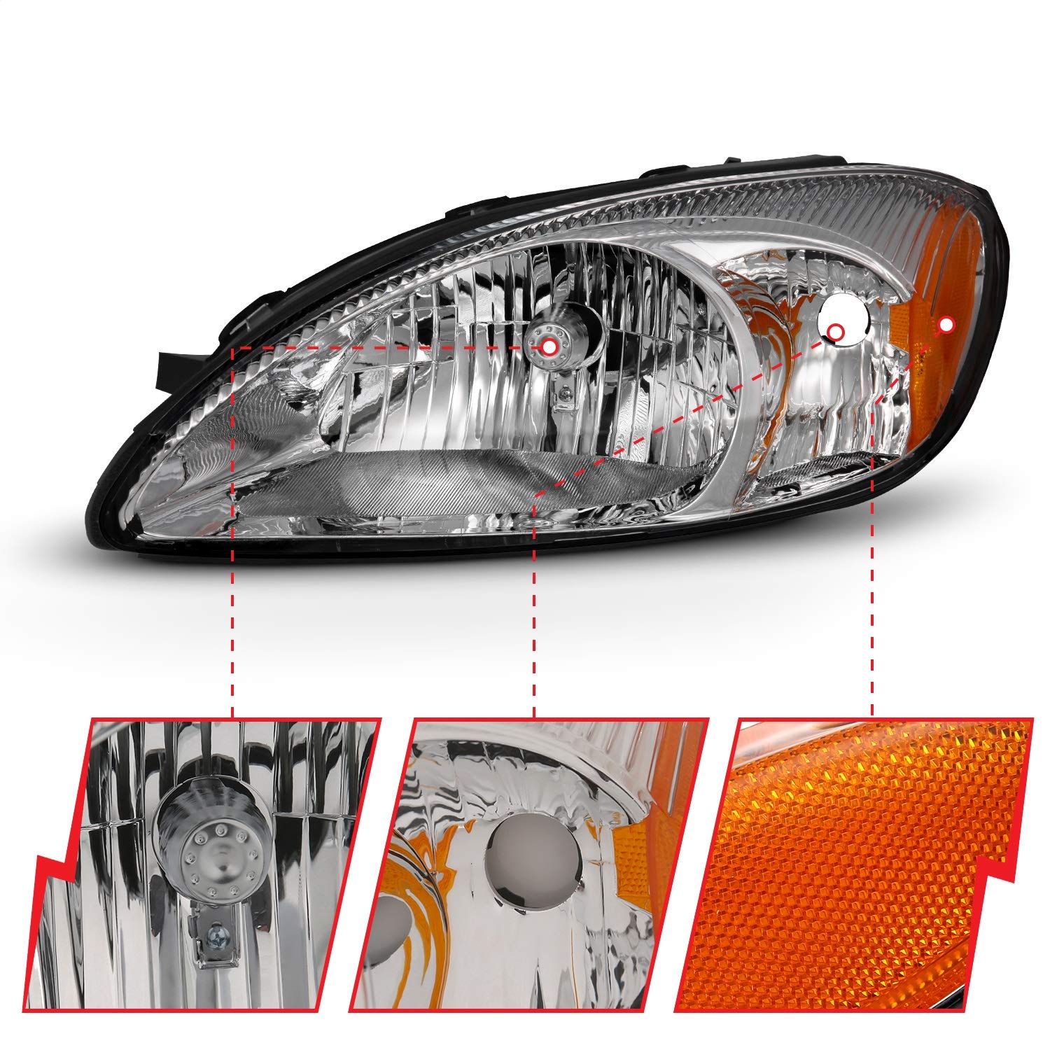 Headlight Anzo 121554 Chrome Amber