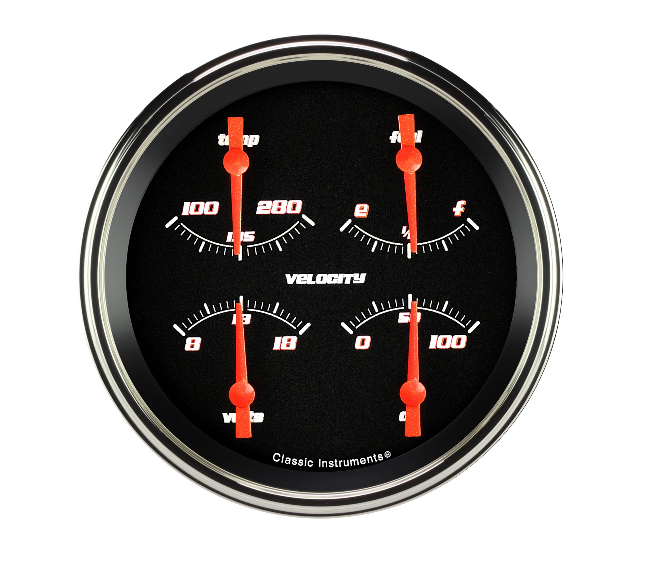 Velocity Classic Instruments Black VS75BSLF 4 5/8" Quad Gauge 240-33"